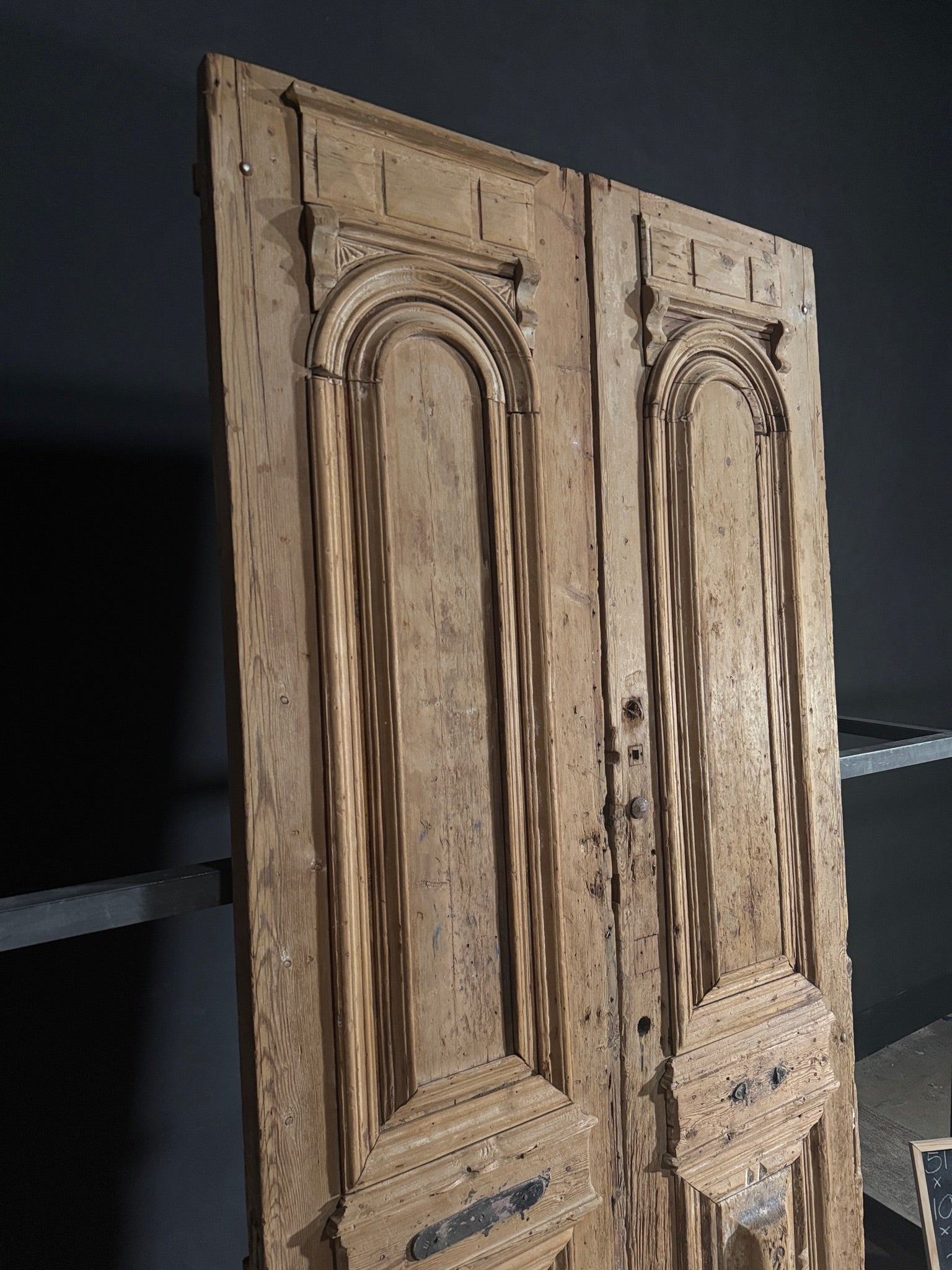 Antique Carved 3 Panel Double Doors - 51.5x104.5 - N544