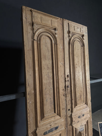Antique Carved 3 Panel Double Doors - 51.5x104.5 - N544
