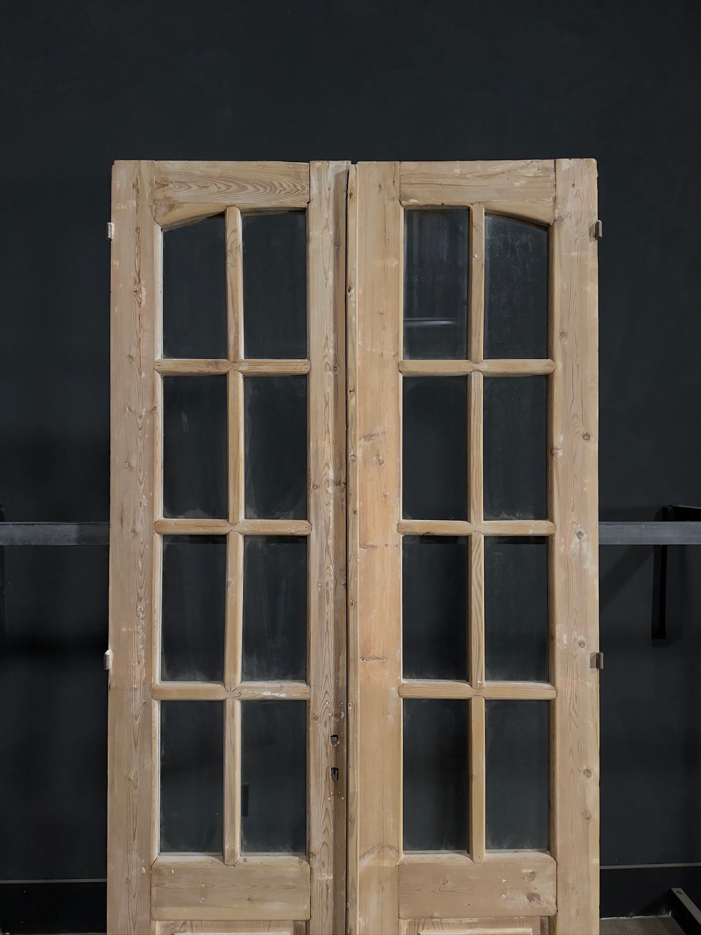 Antique Glass 7 Lite Arched French Doors - 43x92.25 - N314
