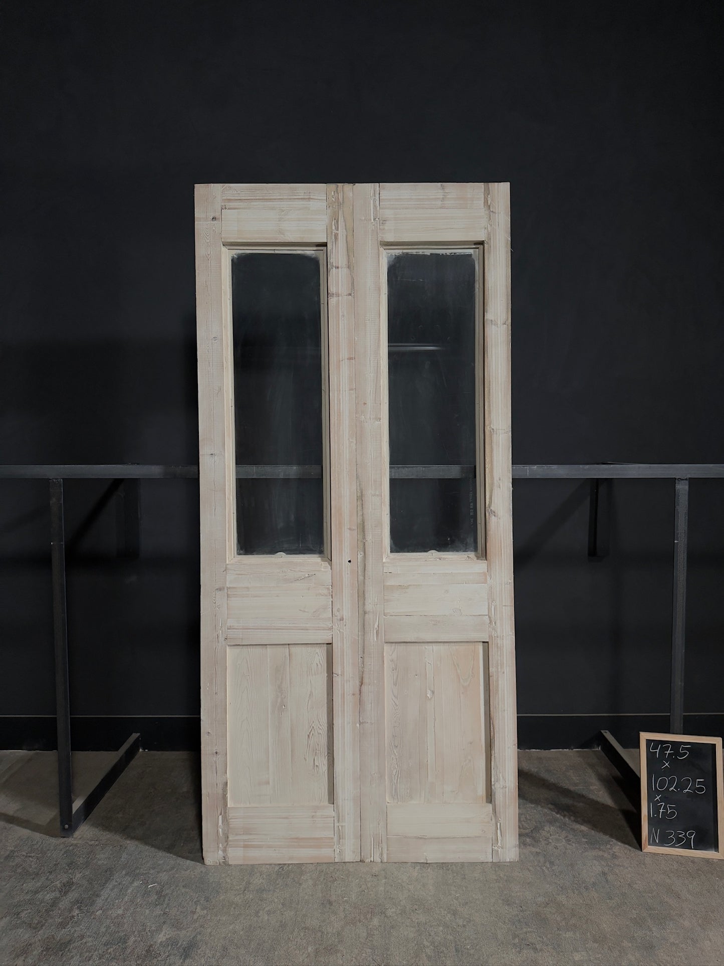 Antique Carved 1 Lite French Doors - 47.5x102.25 - N339