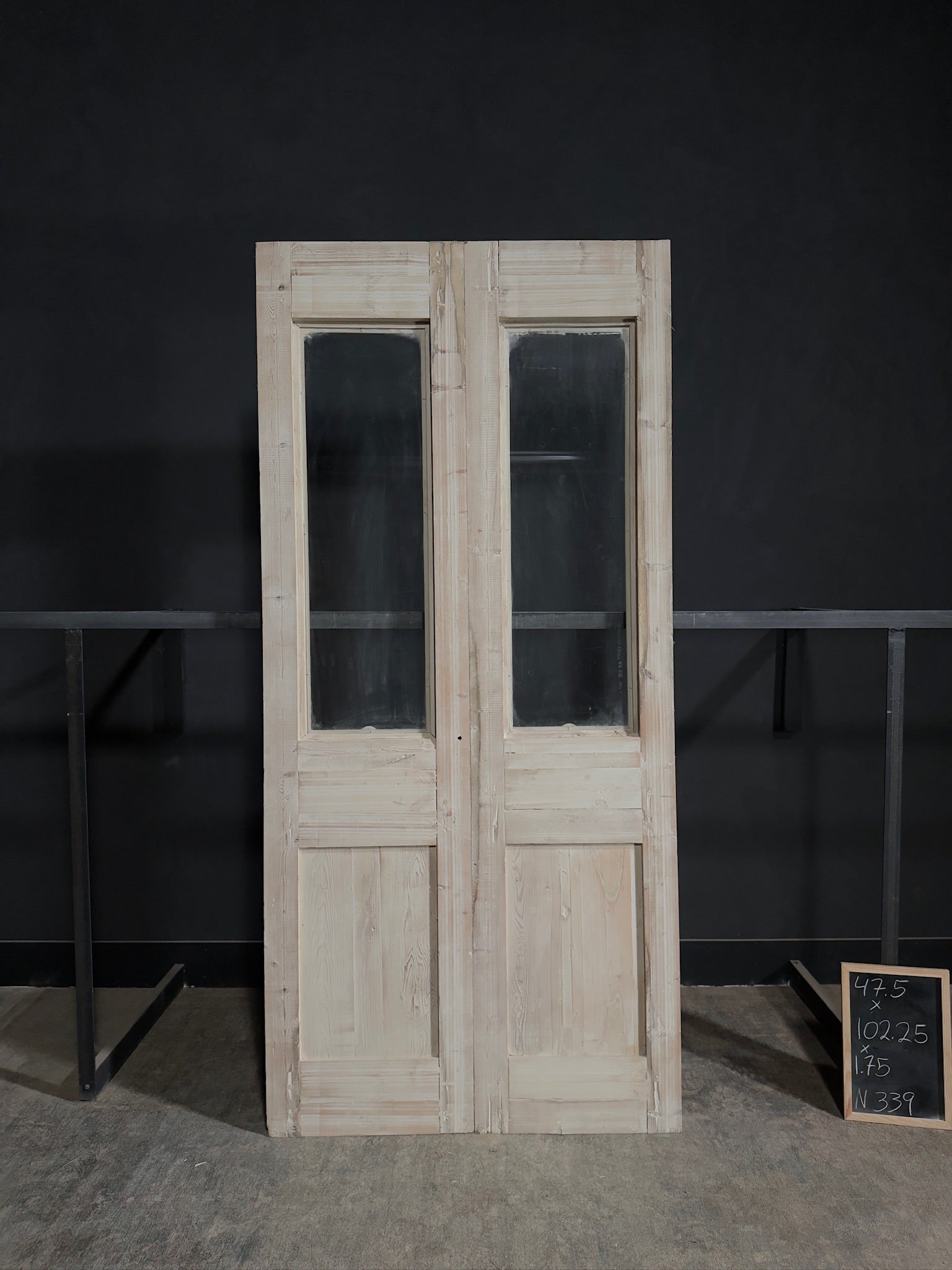 Antique Carved 1 Lite French Doors - 47.5x102.25 - N339