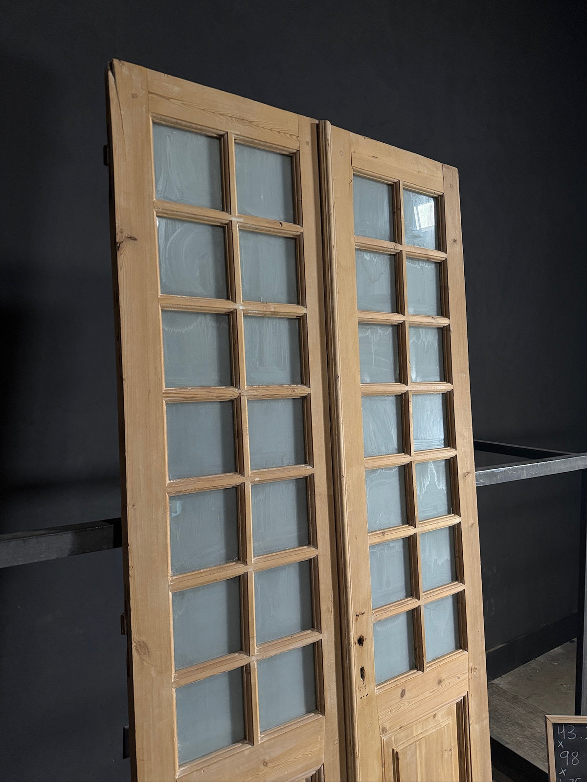Antique Obscured Glass 14 Lite French Doors - 43.25x98 - N575