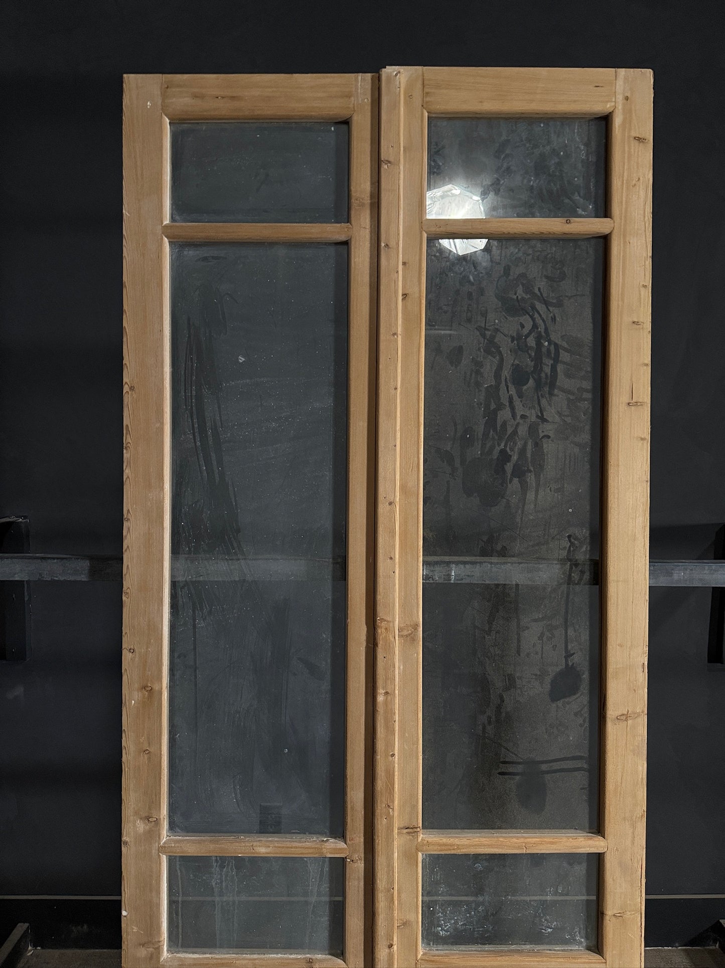 Antique Glass 3 Lite French Doors - 43.75x100.5 - N473