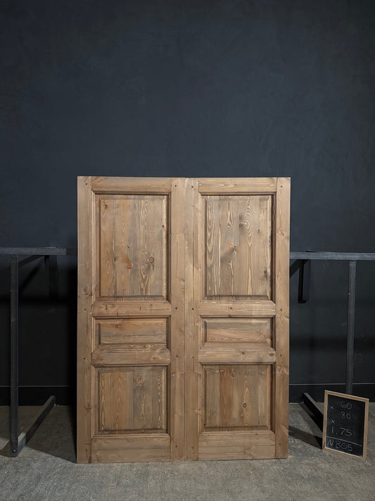 Handcrafted 3 Panel Solid Double Doors - 60x80 - N805