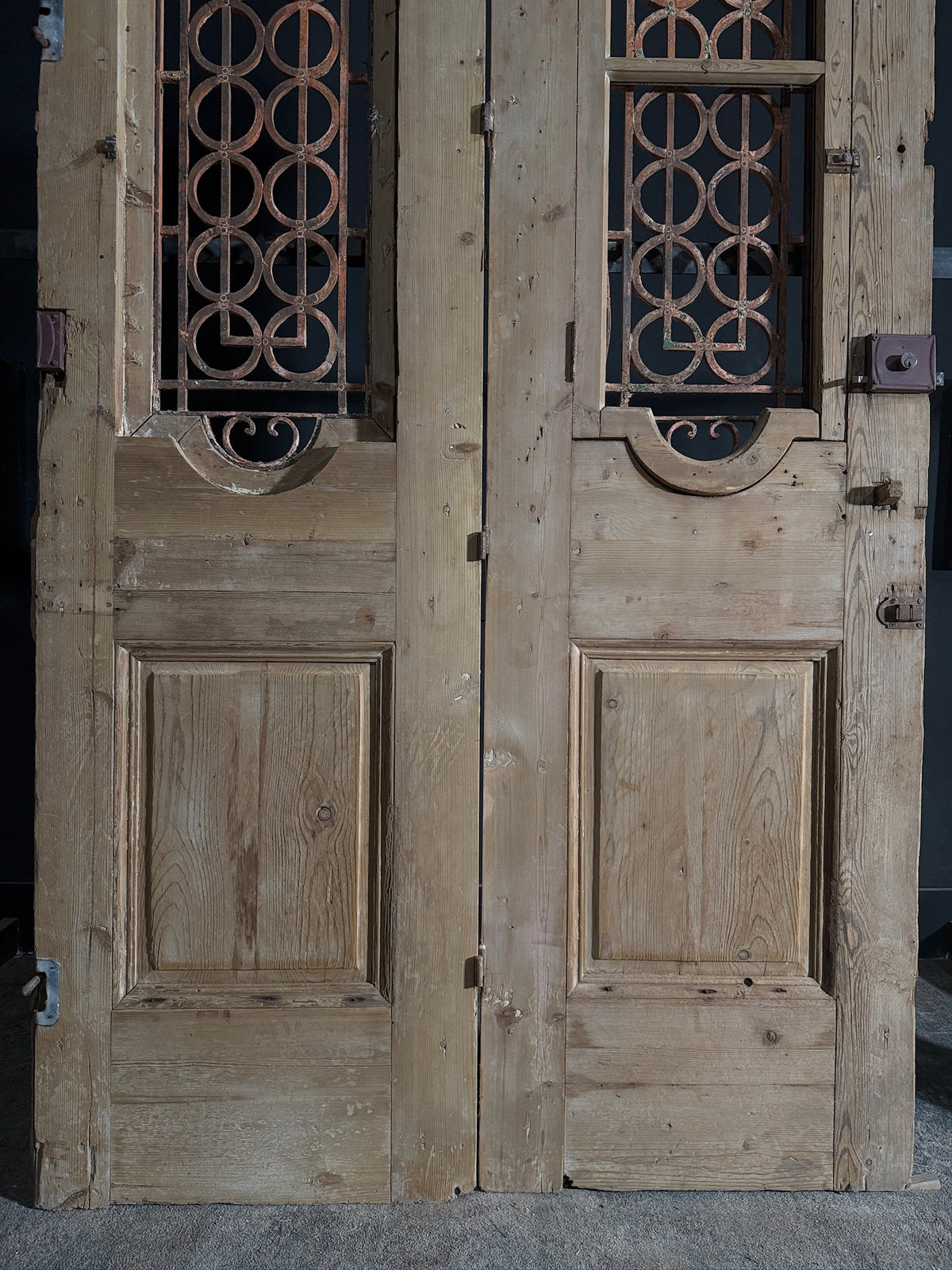 Antique Carved Iron French Doors - 53.5x100 - N589