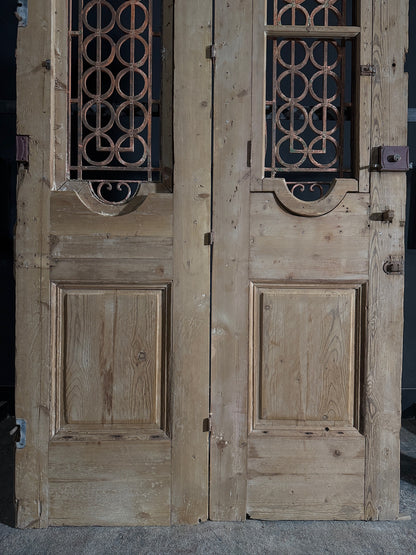 Antique Carved Iron French Doors - 53.5x100 - N589
