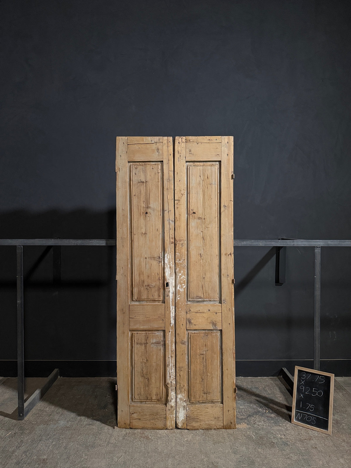 Antique Carved 3 Panel Double Doors - 37.75x92.5 - N705