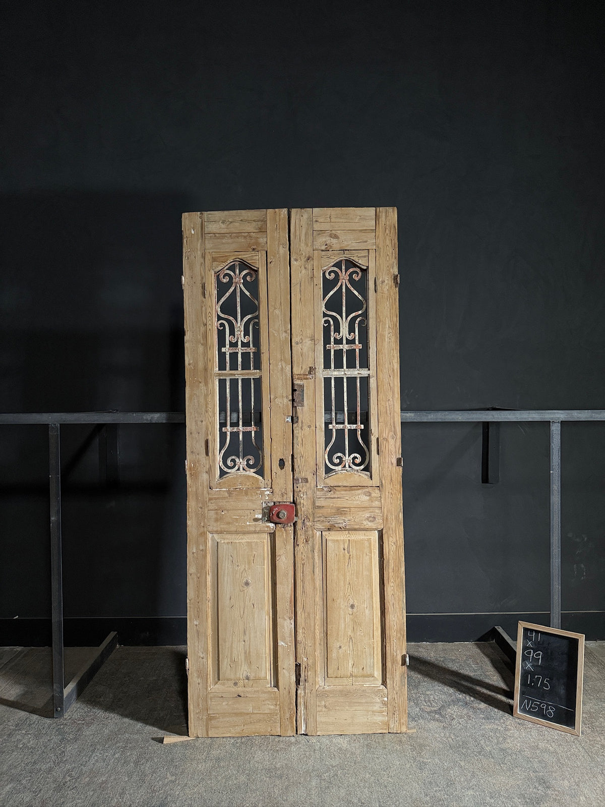 Antique Carved Iron French Doors - 41x99 - N598