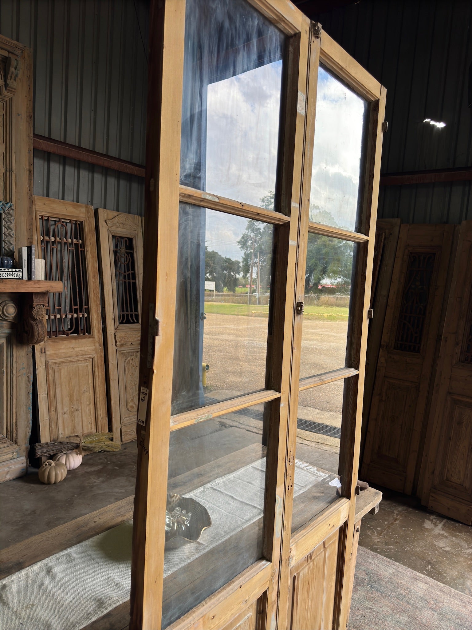 3 Lite Antique Glass French Doors - 44x101 E249 - Magnolia Antique Door Co.