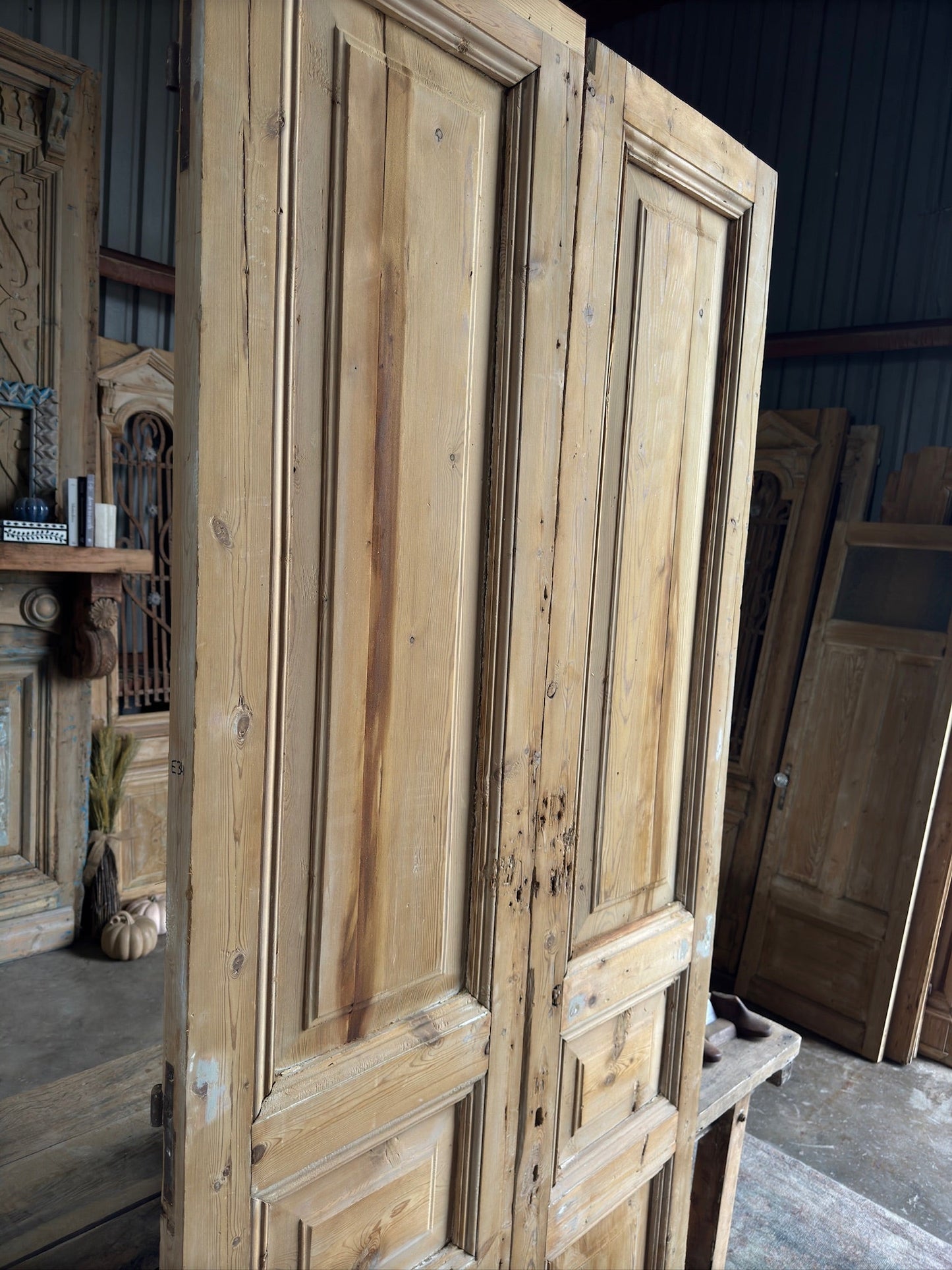 3 Panel Antique French Doors - 38.75x95.5 E34 - Magnolia Antique Door Co.