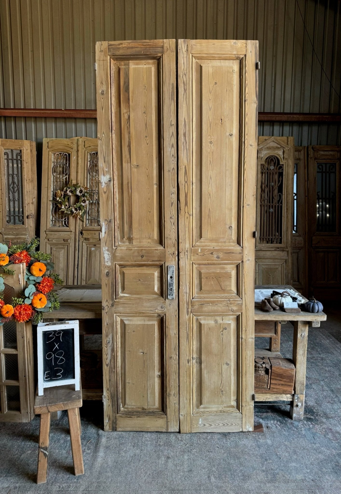 3 Panel Antique French Doors - 39x98 E3 - Magnolia Antique Door Co.