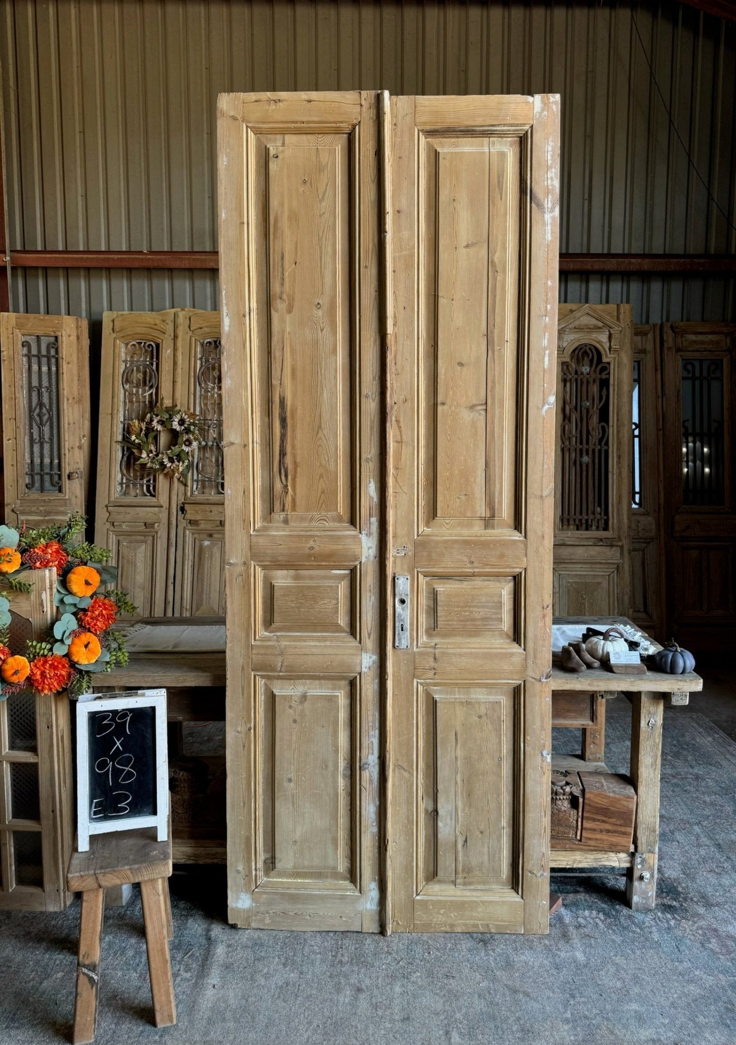 3 Panel Antique French Doors - 39x98 E3 - Magnolia Antique Door Co.