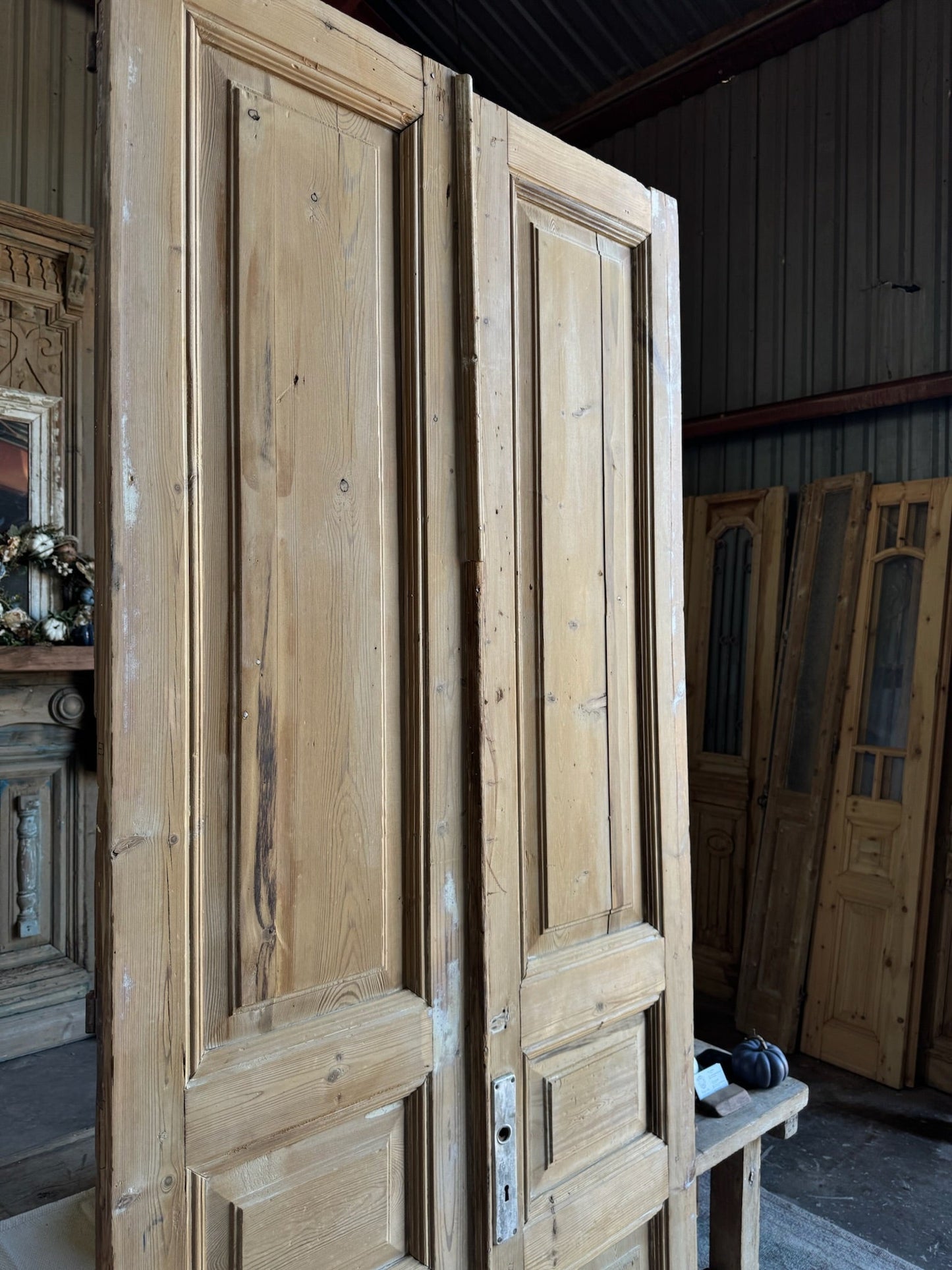 3 Panel Antique French Doors - 39x98 E3 - Magnolia Antique Door Co.