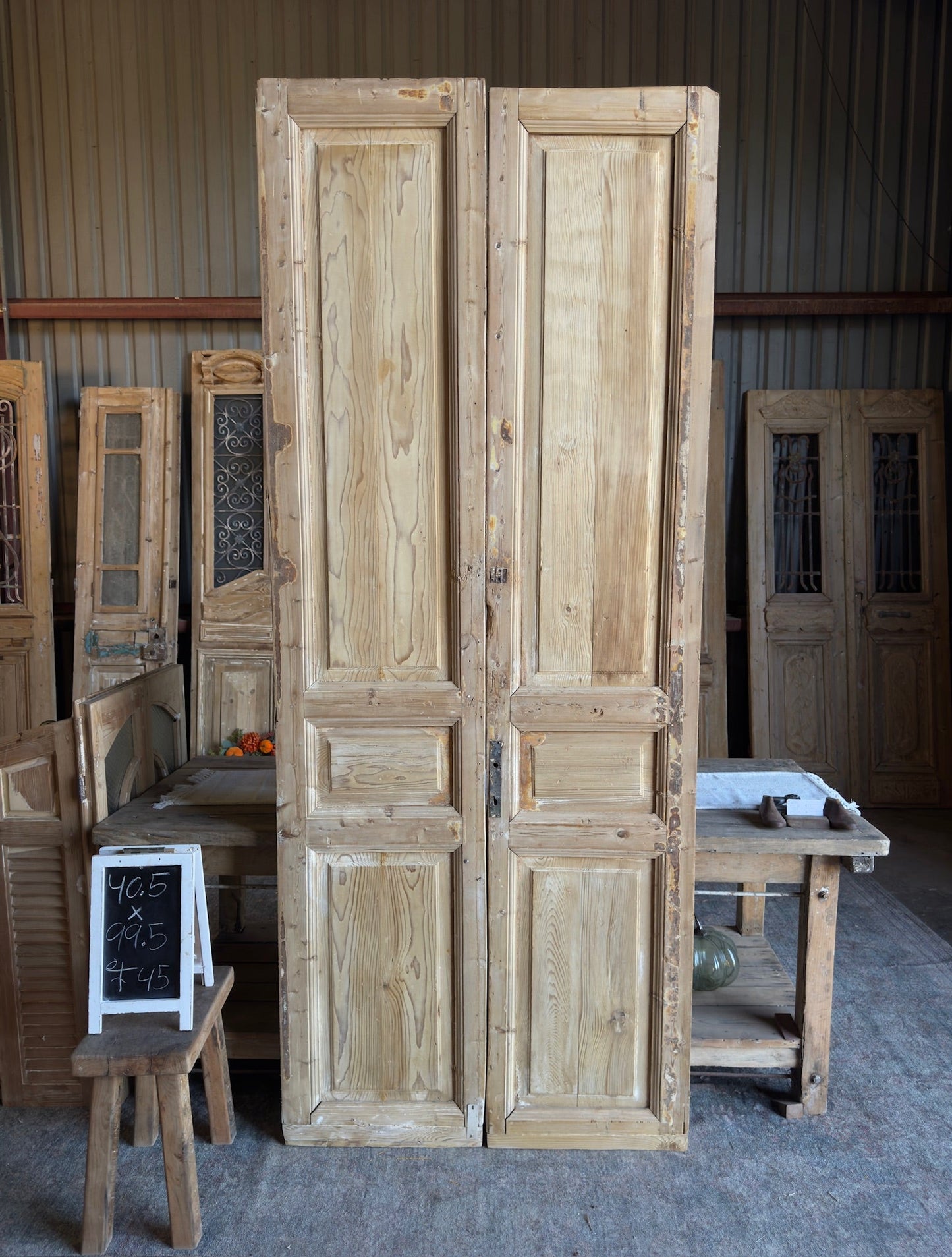 3 Panel Antique French Doors - 40.5x99.5 F45 - Magnolia Antique Door Co.