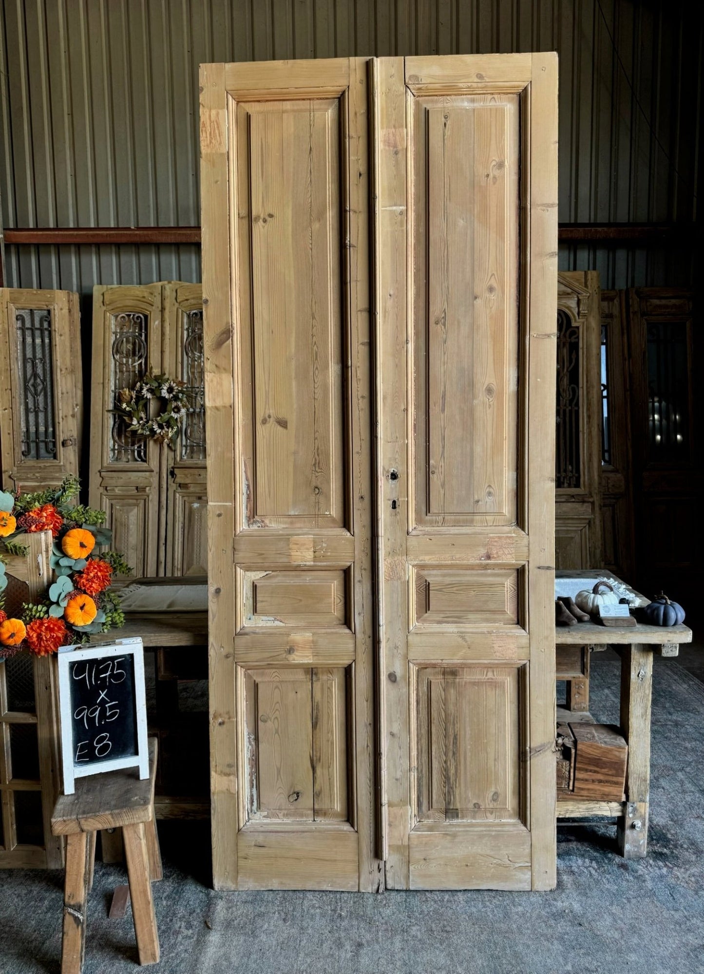 3 Panel Antique French Doors - 41.75x99.5 E8 - Magnolia Antique Door Co.