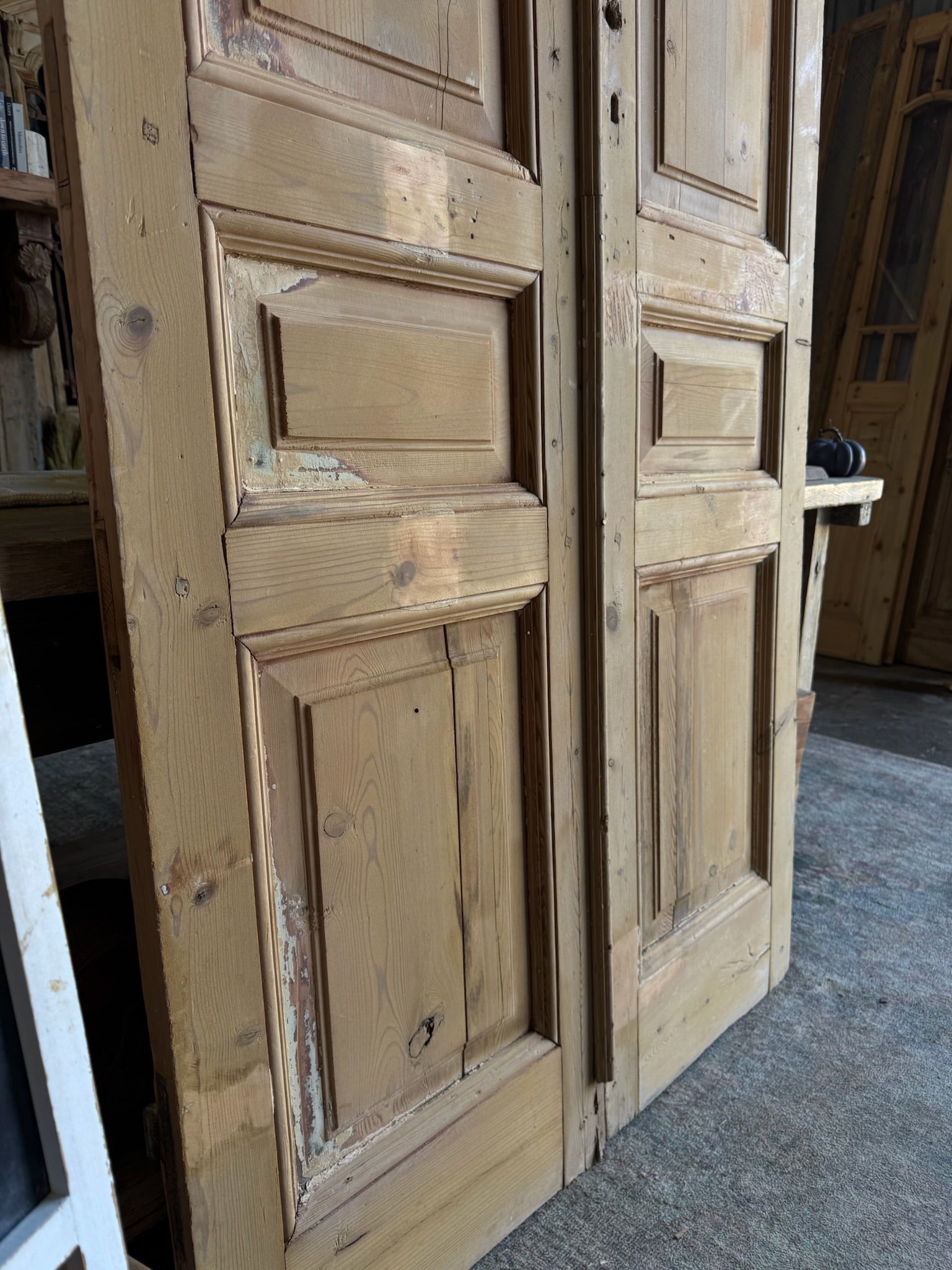 3 Panel Antique French Doors - 41.75x99.5 E8 - Magnolia Antique Door Co.