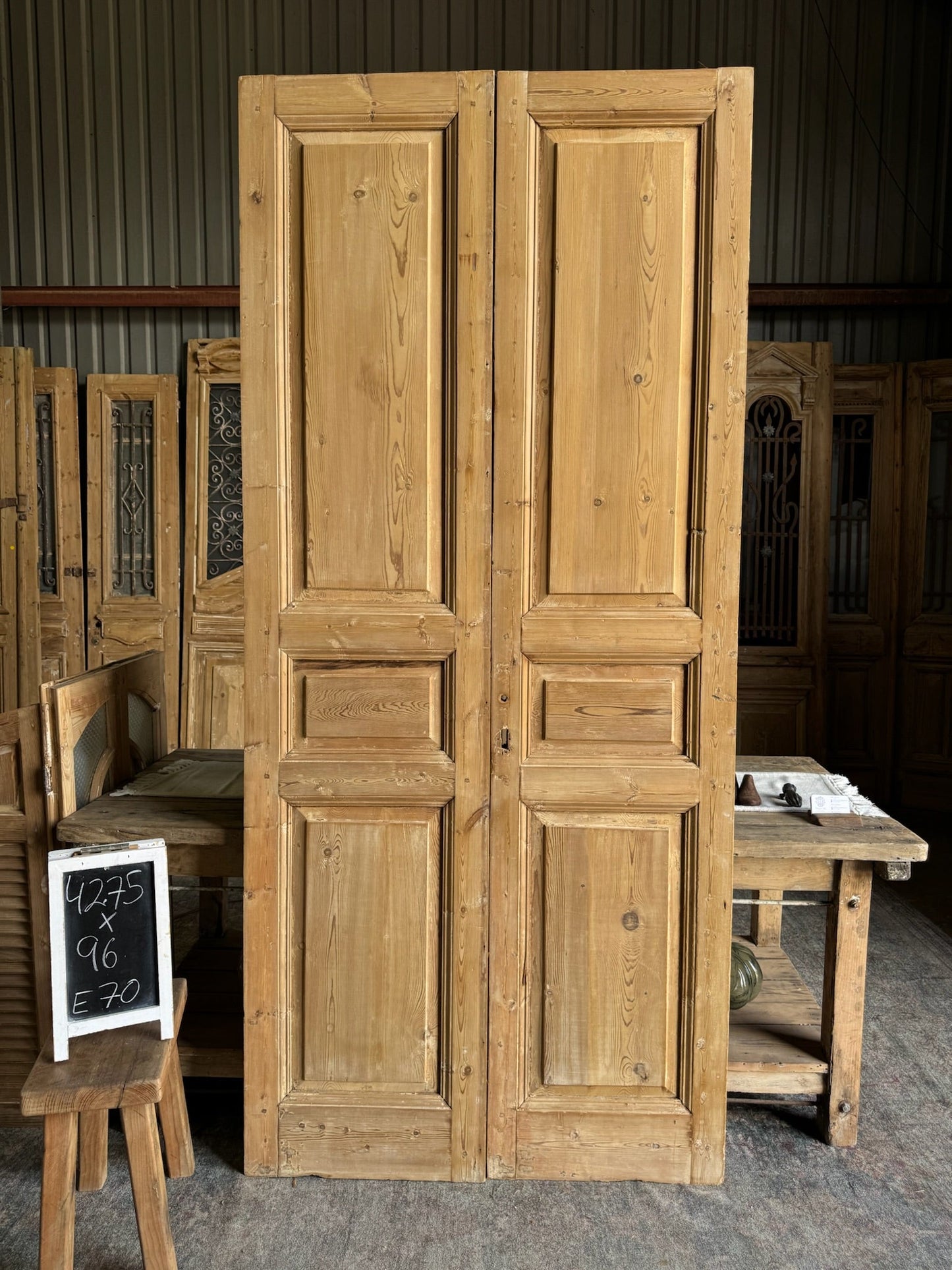 3 Panel Antique French Doors - 42.75x96 E70 - Magnolia Antique Door Co.