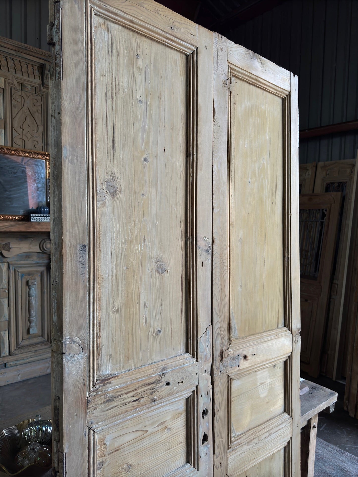 3 Panel Antique French Doors - 42x92.25 E71 - Magnolia Antique Door Co.