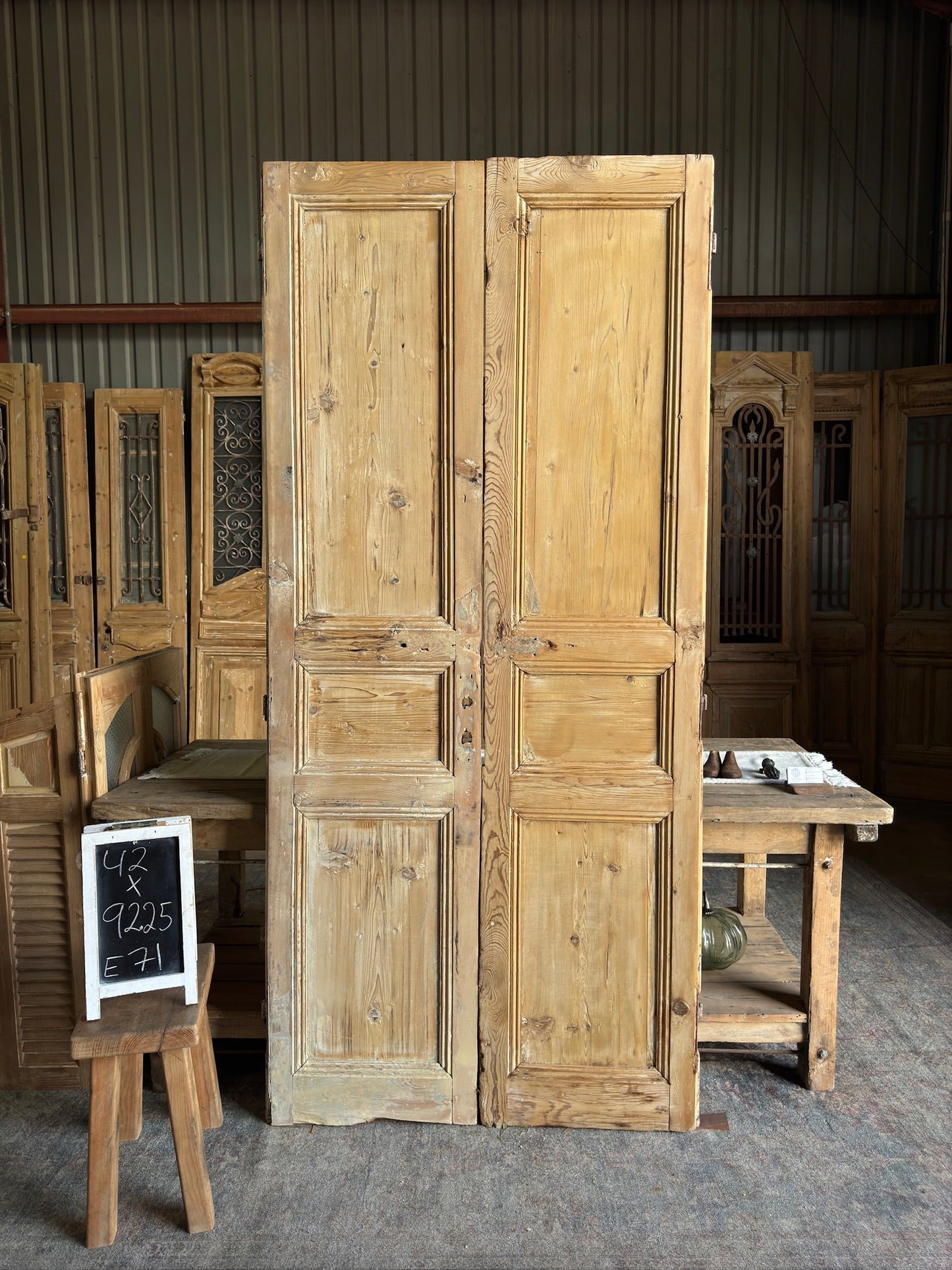 3 Panel Antique French Doors - 42x92.25 E71 - Magnolia Antique Door Co.