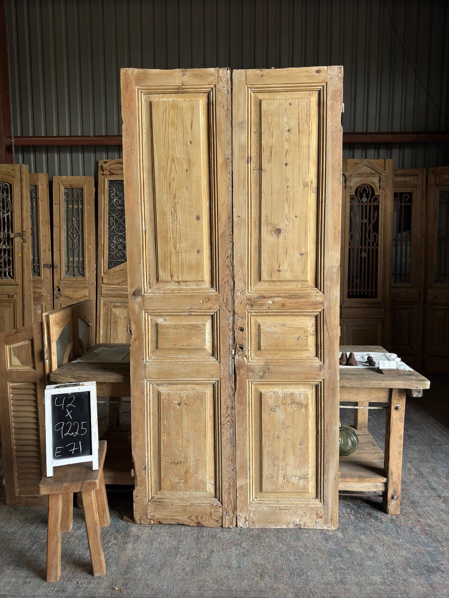 3 Panel Antique French Doors - 42x92.25 E71 - Magnolia Antique Door Co.