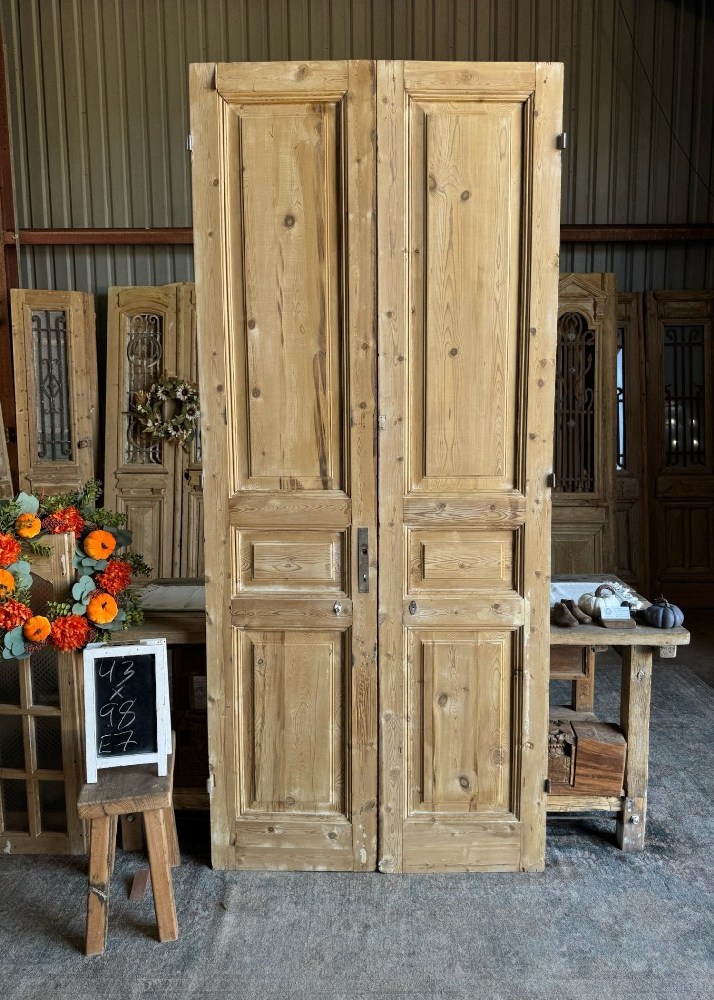 3 Panel Antique French Doors - 43x98 E7 - Magnolia Antique Door Co.