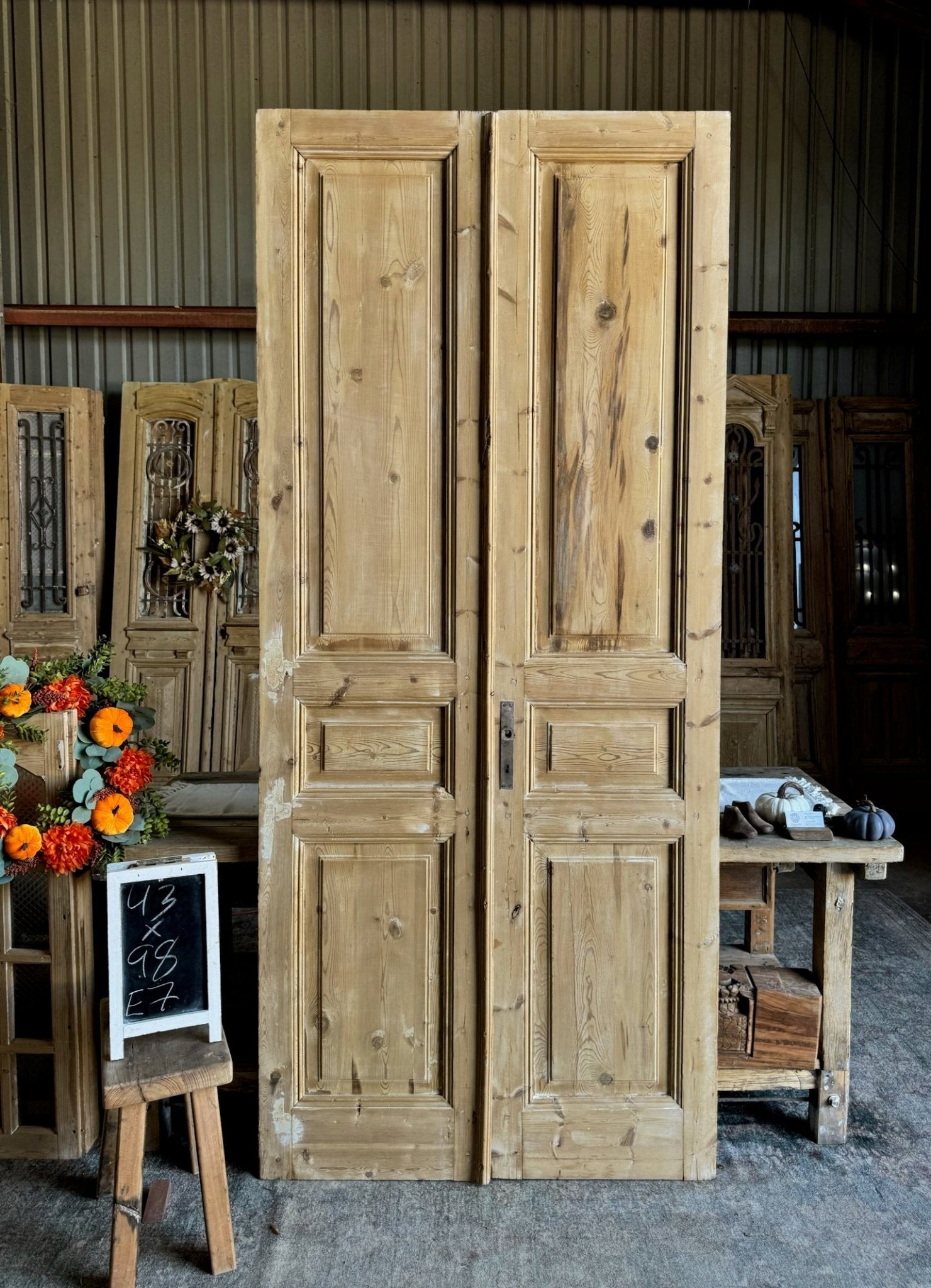 3 Panel Antique French Doors - 43x98 E7 - Magnolia Antique Door Co.