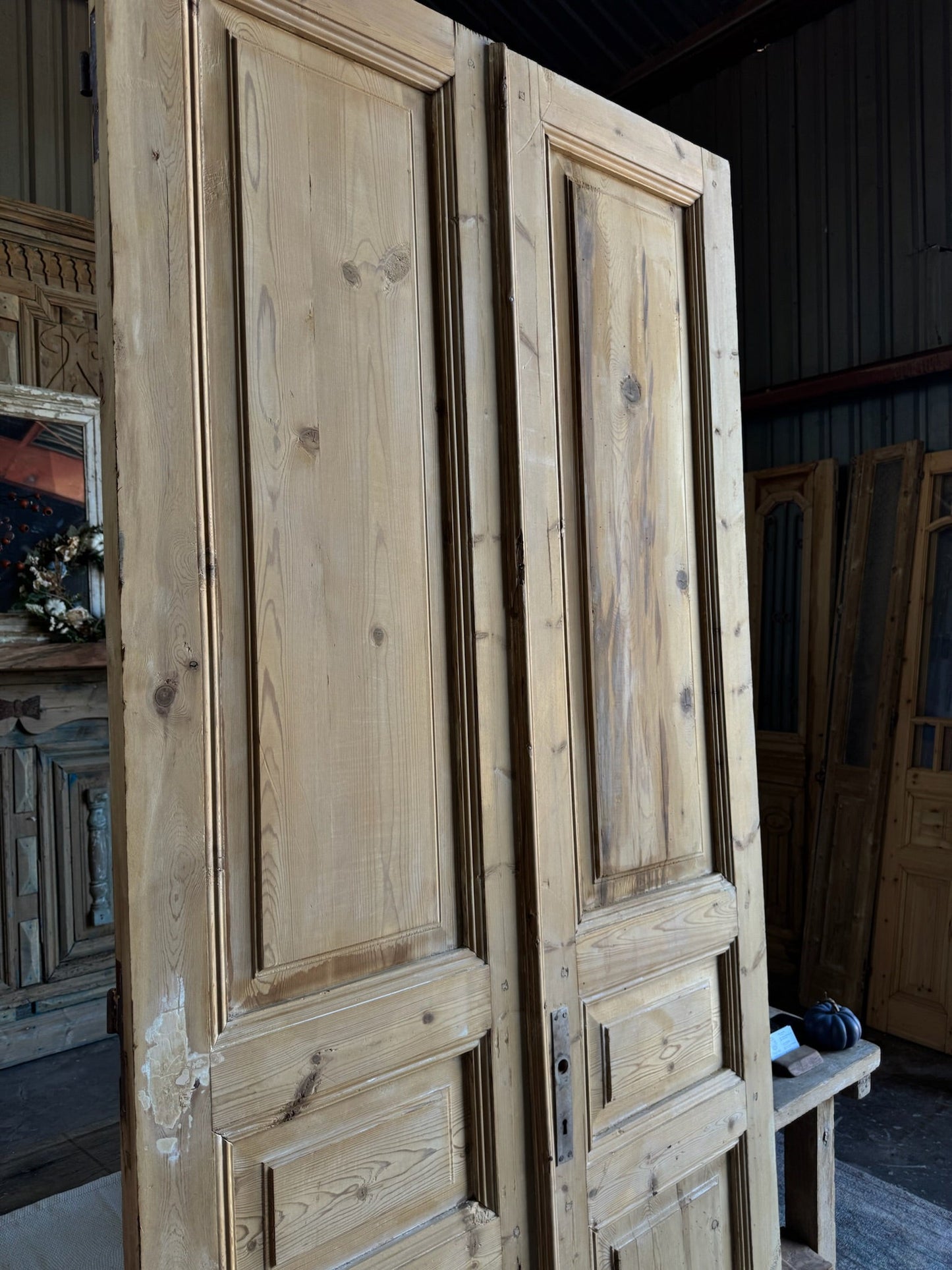 3 Panel Antique French Doors - 43x98 E7 - Magnolia Antique Door Co.