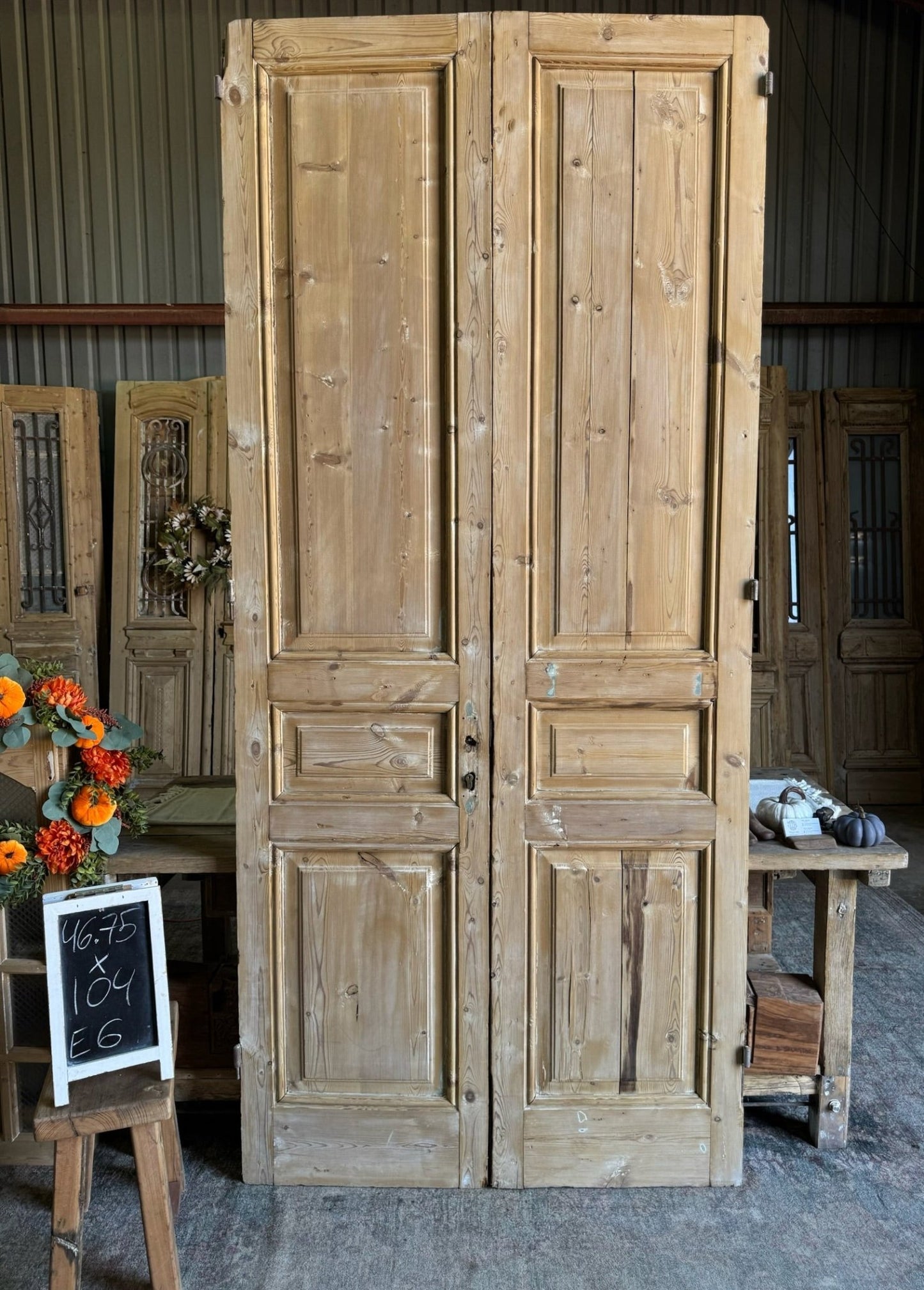 3 Panel Antique French Doors - 46.75x104 E6 - Magnolia Antique Door Co.