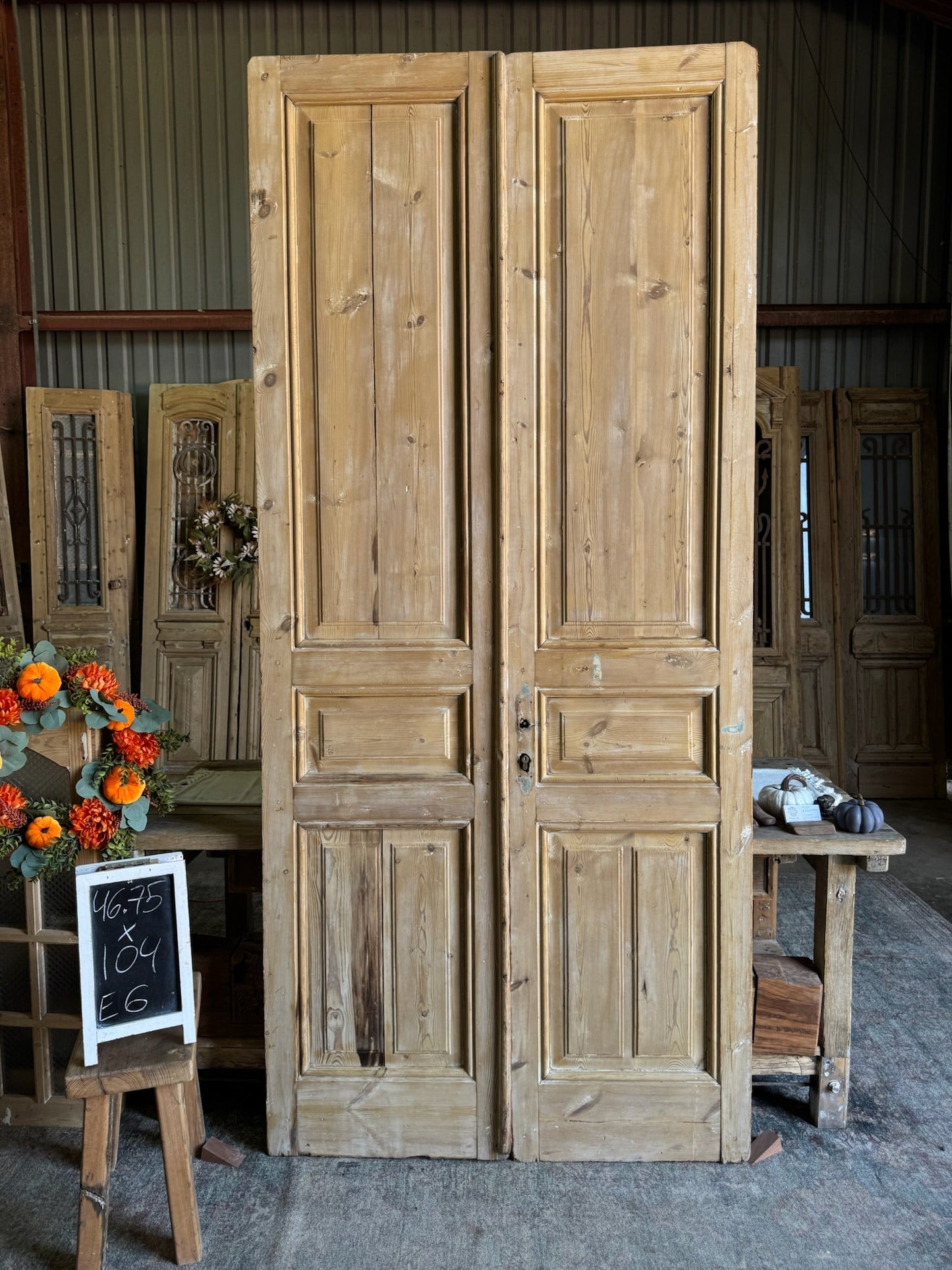 3 Panel Antique French Doors - 46.75x104 E6 - Magnolia Antique Door Co.