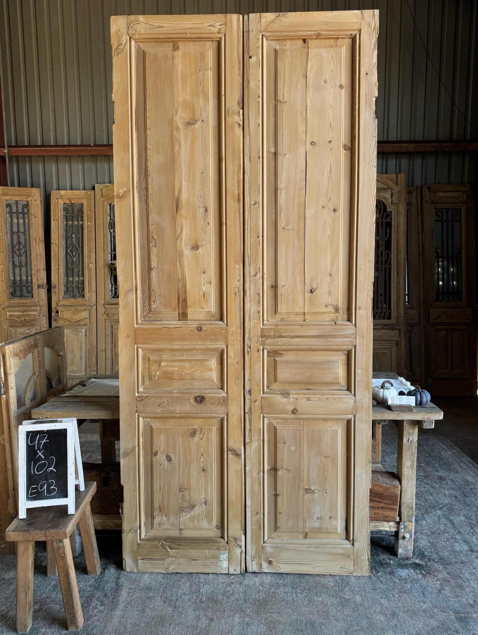 3 Panel Antique French Doors - 47x102 E93 - Magnolia Antique Door Co.