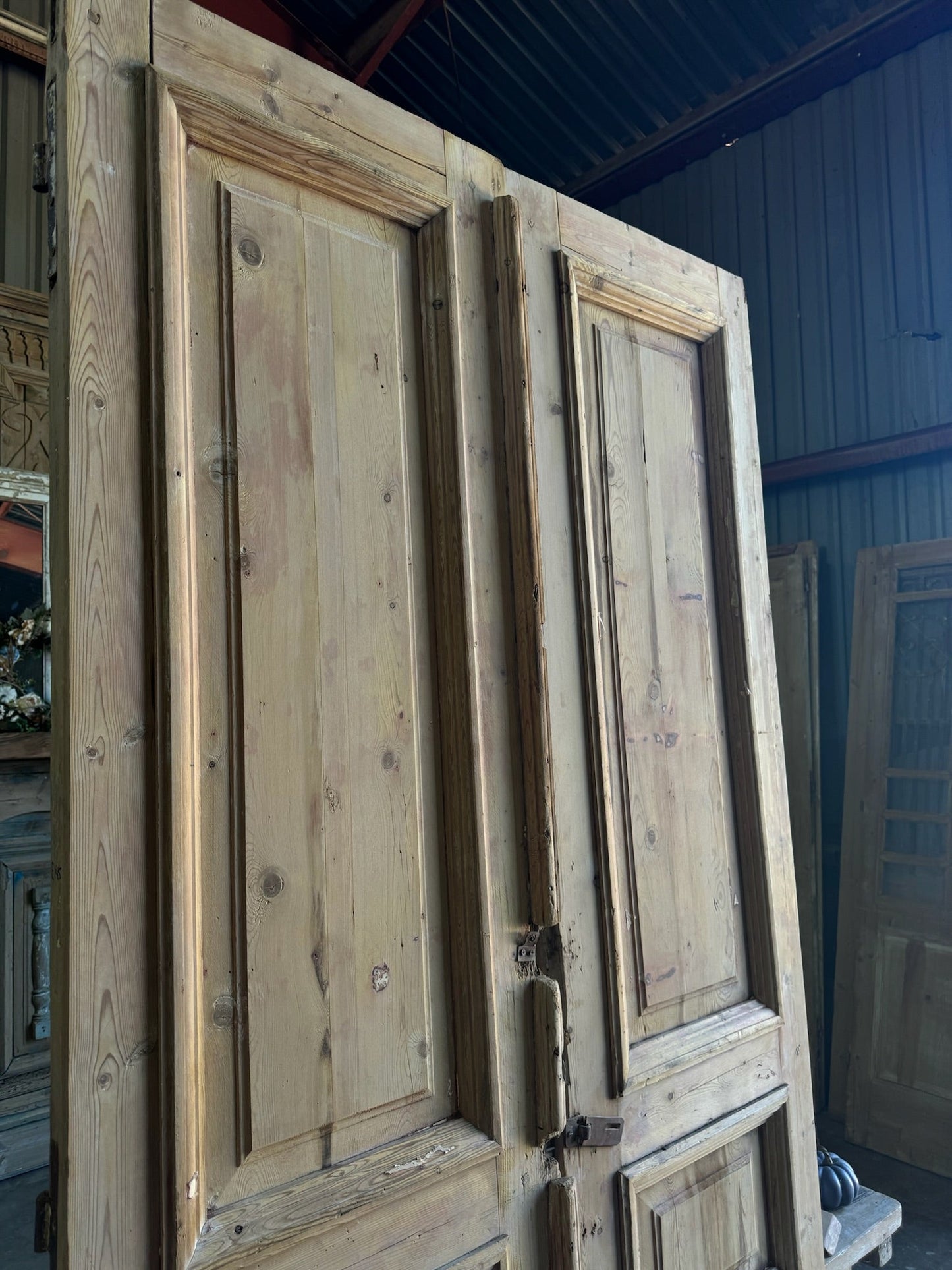 3 Panel Raised Molding French Doors - 45x97.25 E145 - Magnolia Antique Door Co.