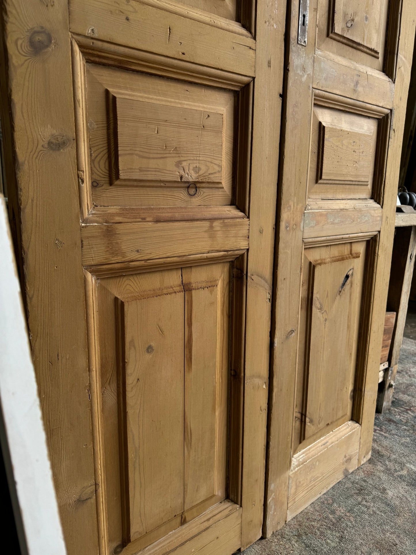 3 Panel Solid Antique French Doors - 39.5x96 E15 - Magnolia Antique Door Co.