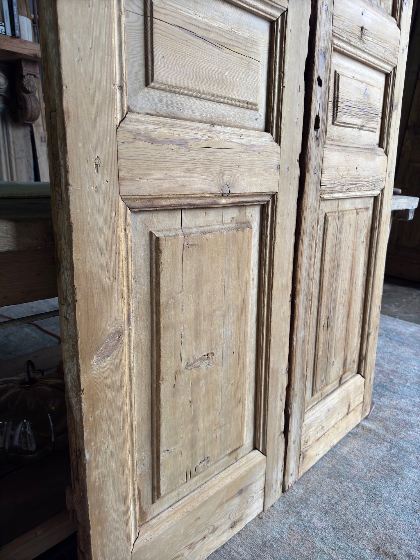 3 Panel Solid Antique French Doors - 43.5x99.5 E92 - Magnolia Antique Door Co.