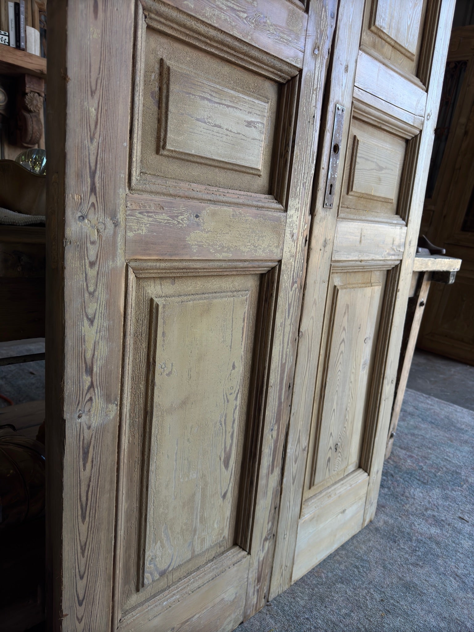 3 Panel Solid French Antique Doors - 37.75x93 F33 - Magnolia Antique Door Co.