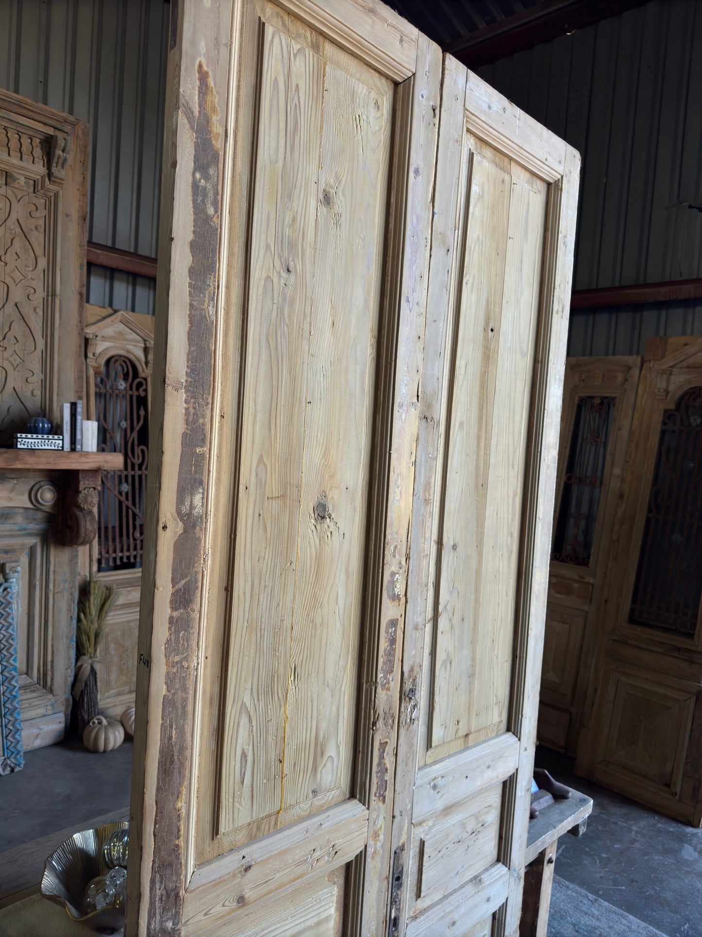 3 Panel Solid French Antique Doors - 41x100.5 F48 - Magnolia Antique Door Co.