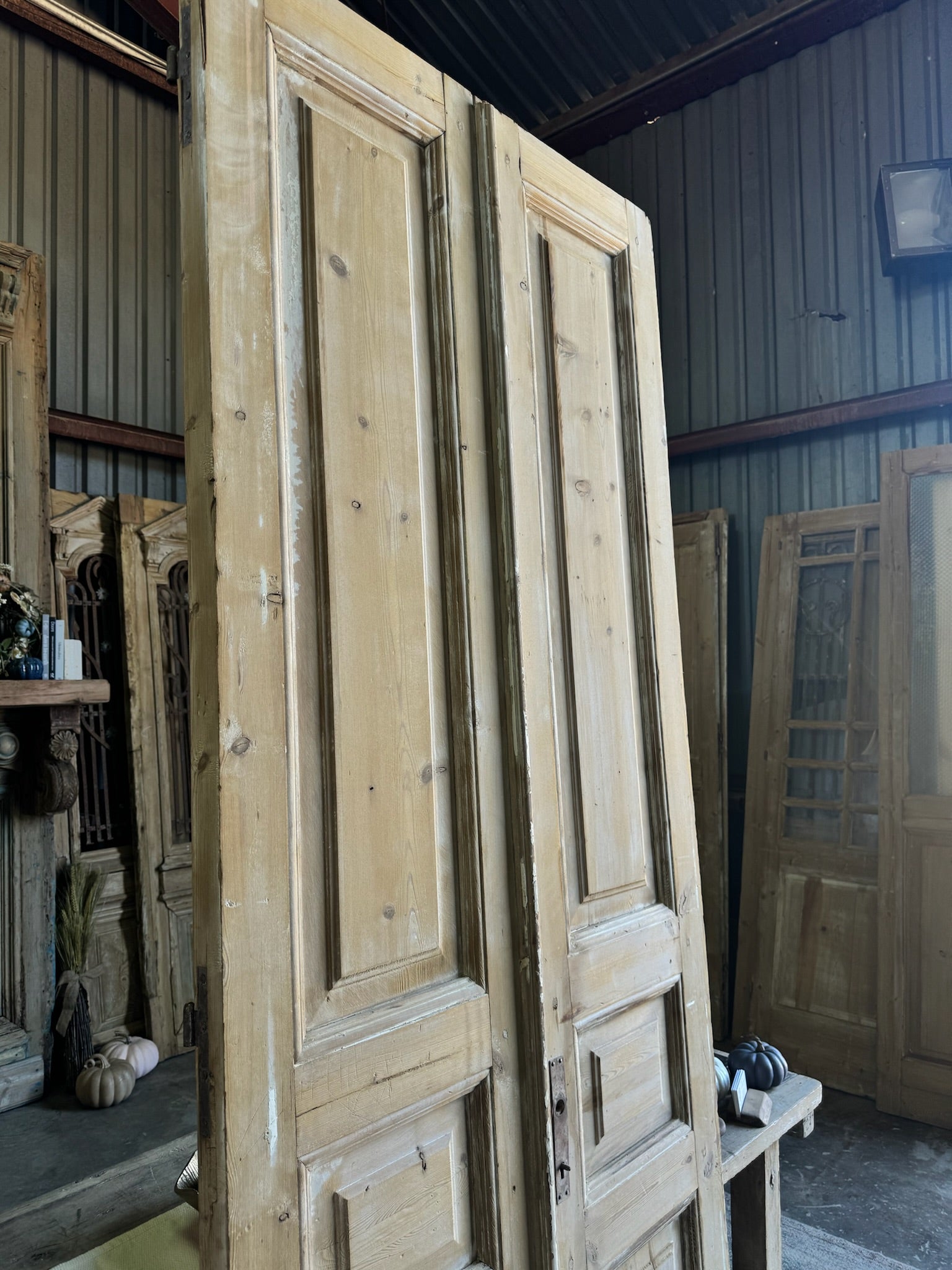 3 Panel Solid French Doors - 36x96.5 E61 - Magnolia Antique Door Co.