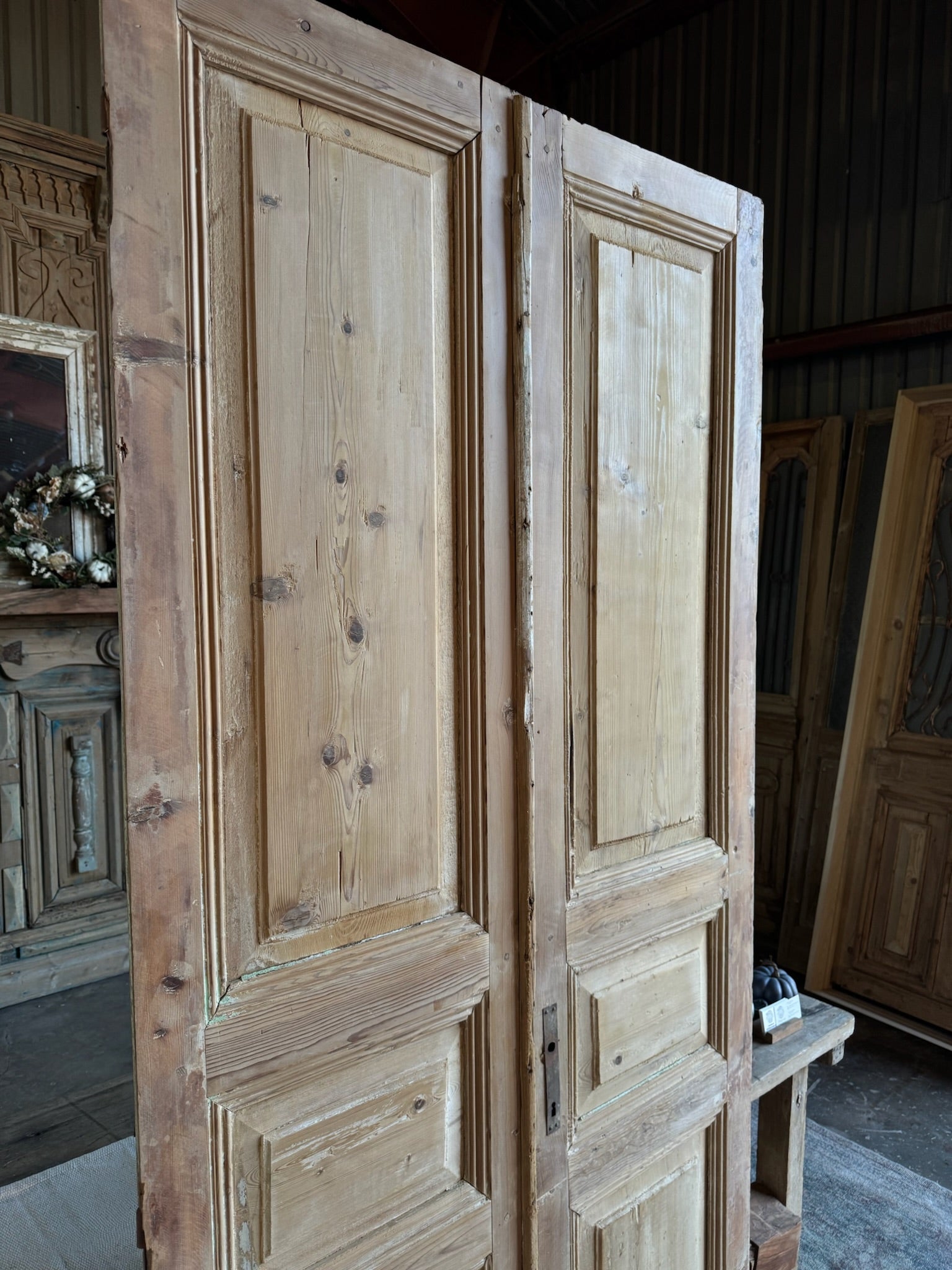 3 Panel Solid French Doors - 42.25x93 E169 - Magnolia Antique Door Co.