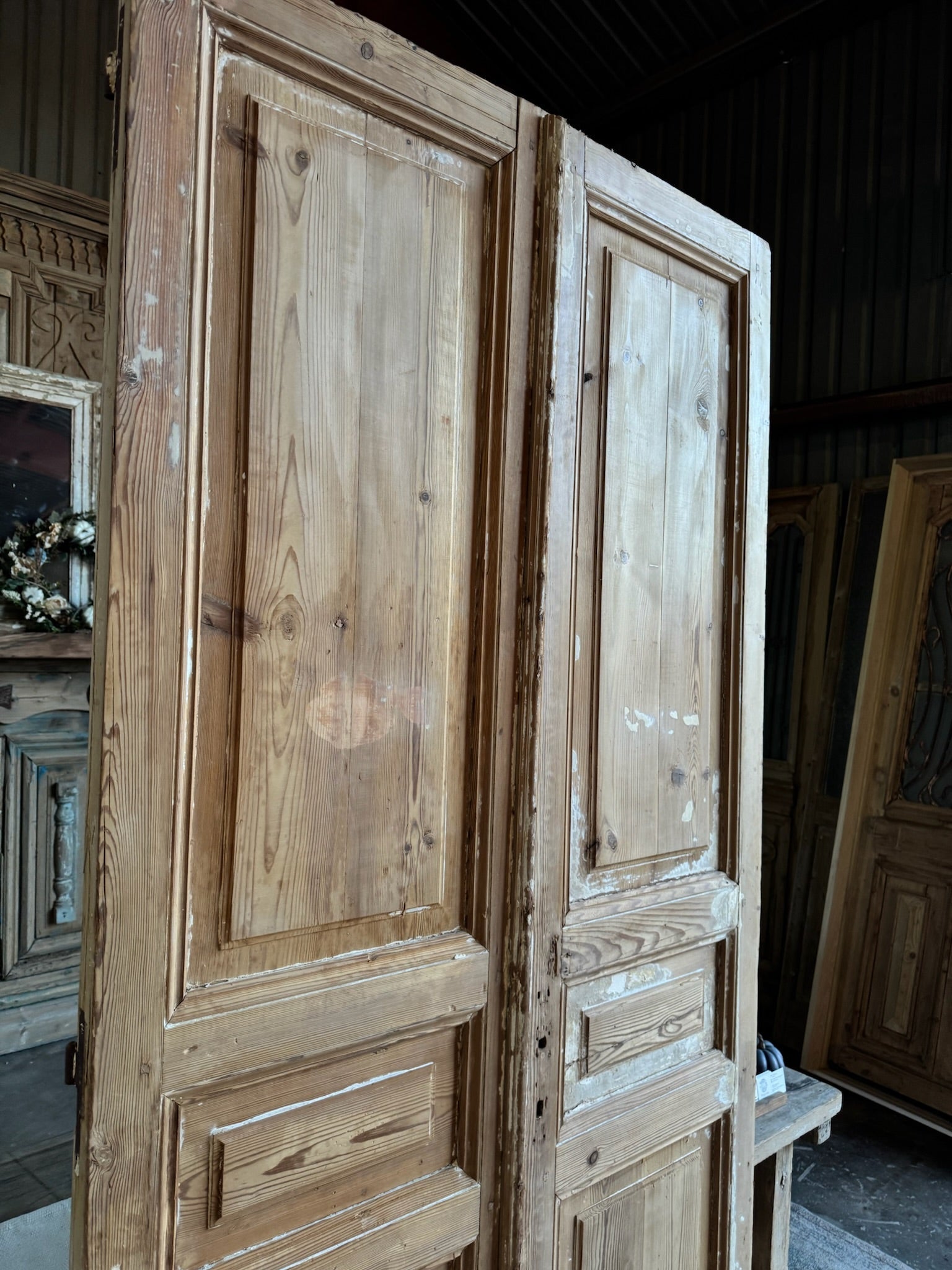 3 Panel Solid French Doors - 43.25x94.75 E167 - Magnolia Antique Door Co.