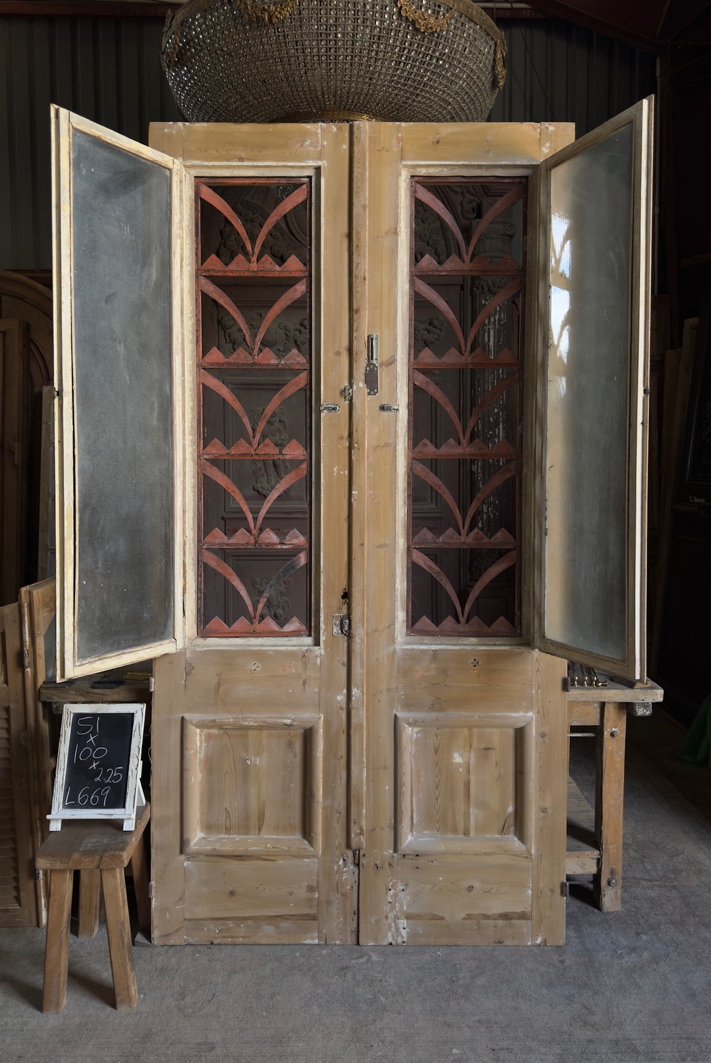 Antique Iron 2 Panel Double Doors - 51x100 - L669