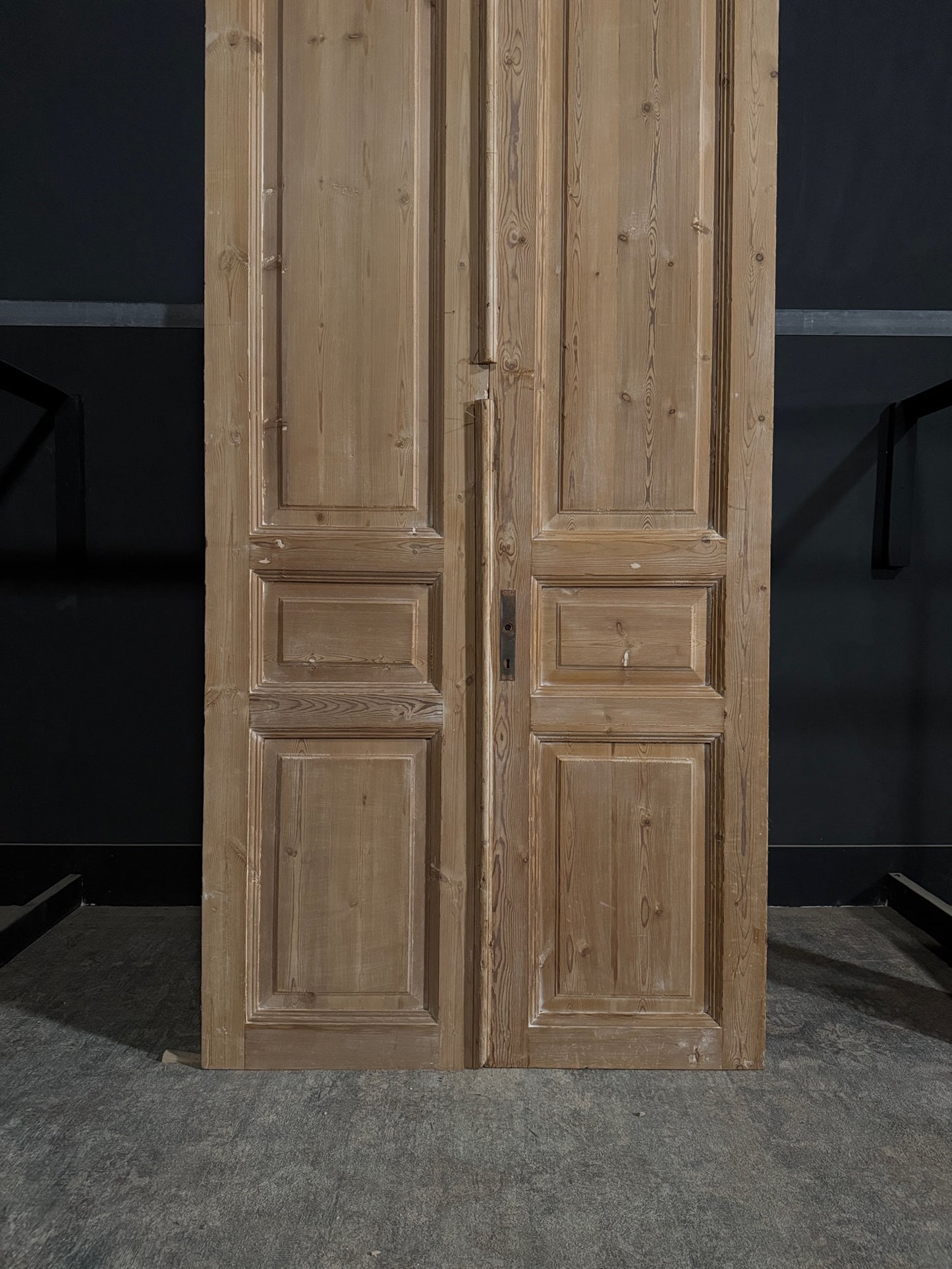 Antique 3 Panel Solid Double Doors - 44x91.75 - N387