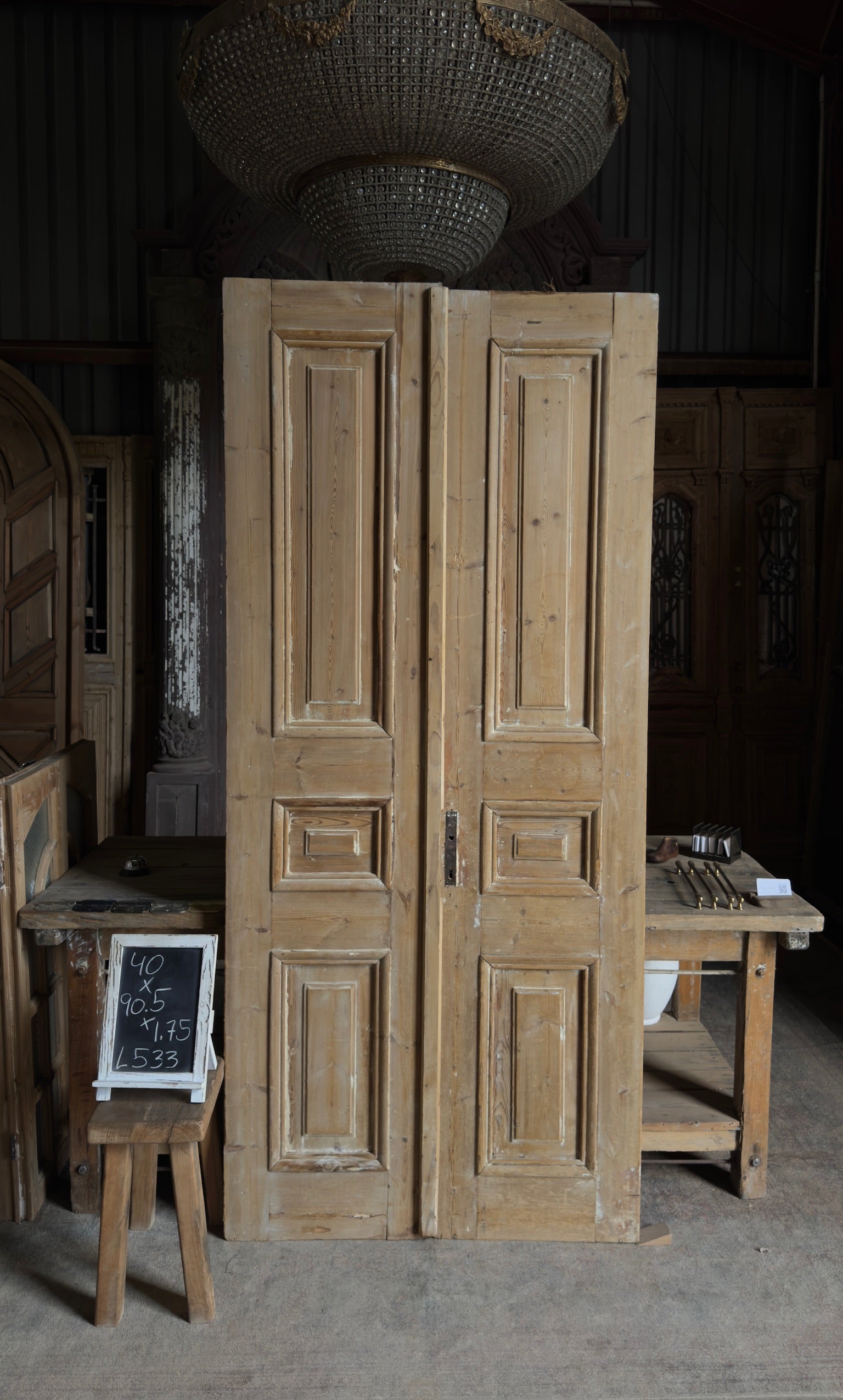 Antique 8 Panel Double Doors - 40x90.5 - L533