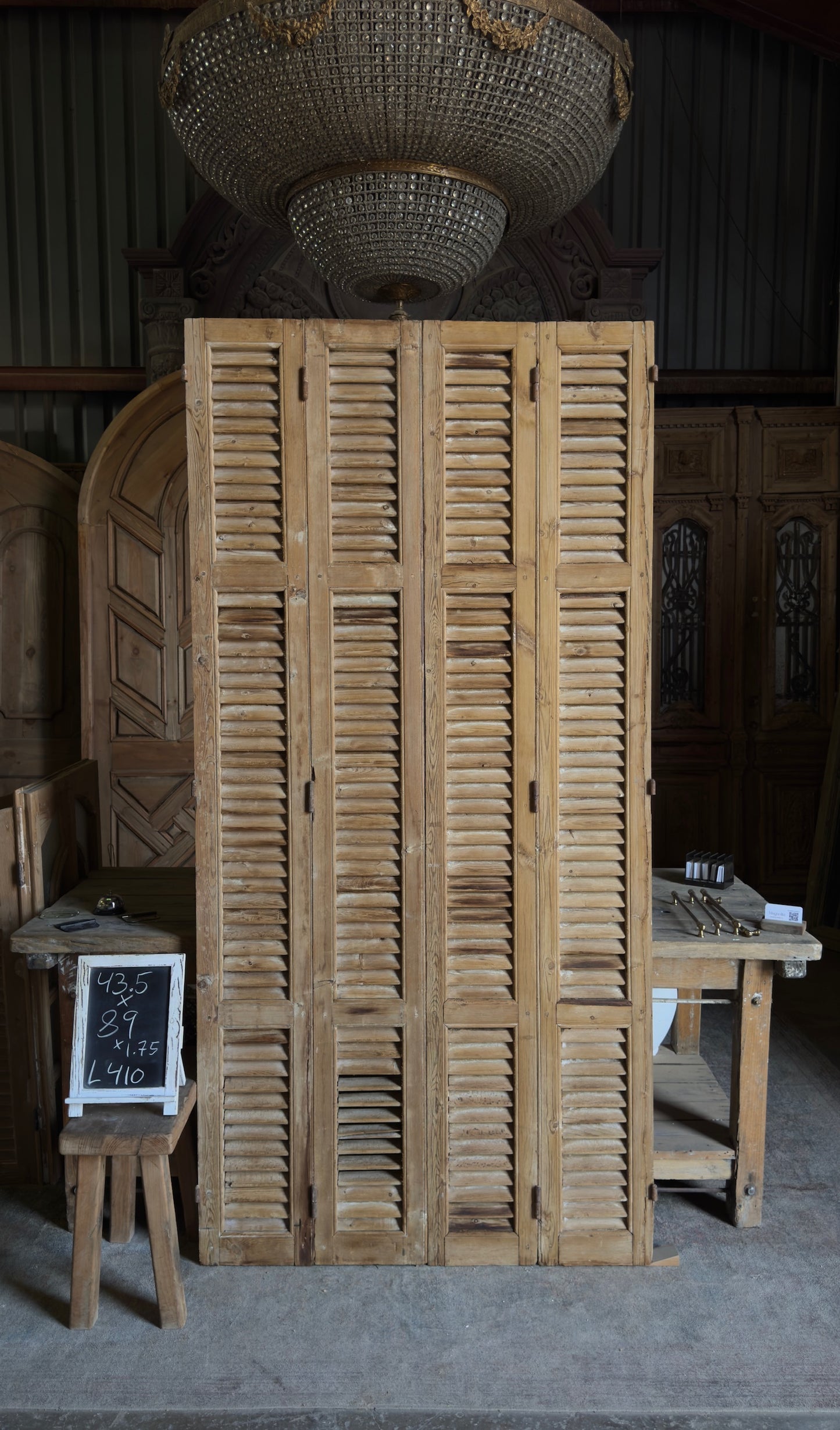 European French Antique Louvered Shutters - 43.5x89 - L410