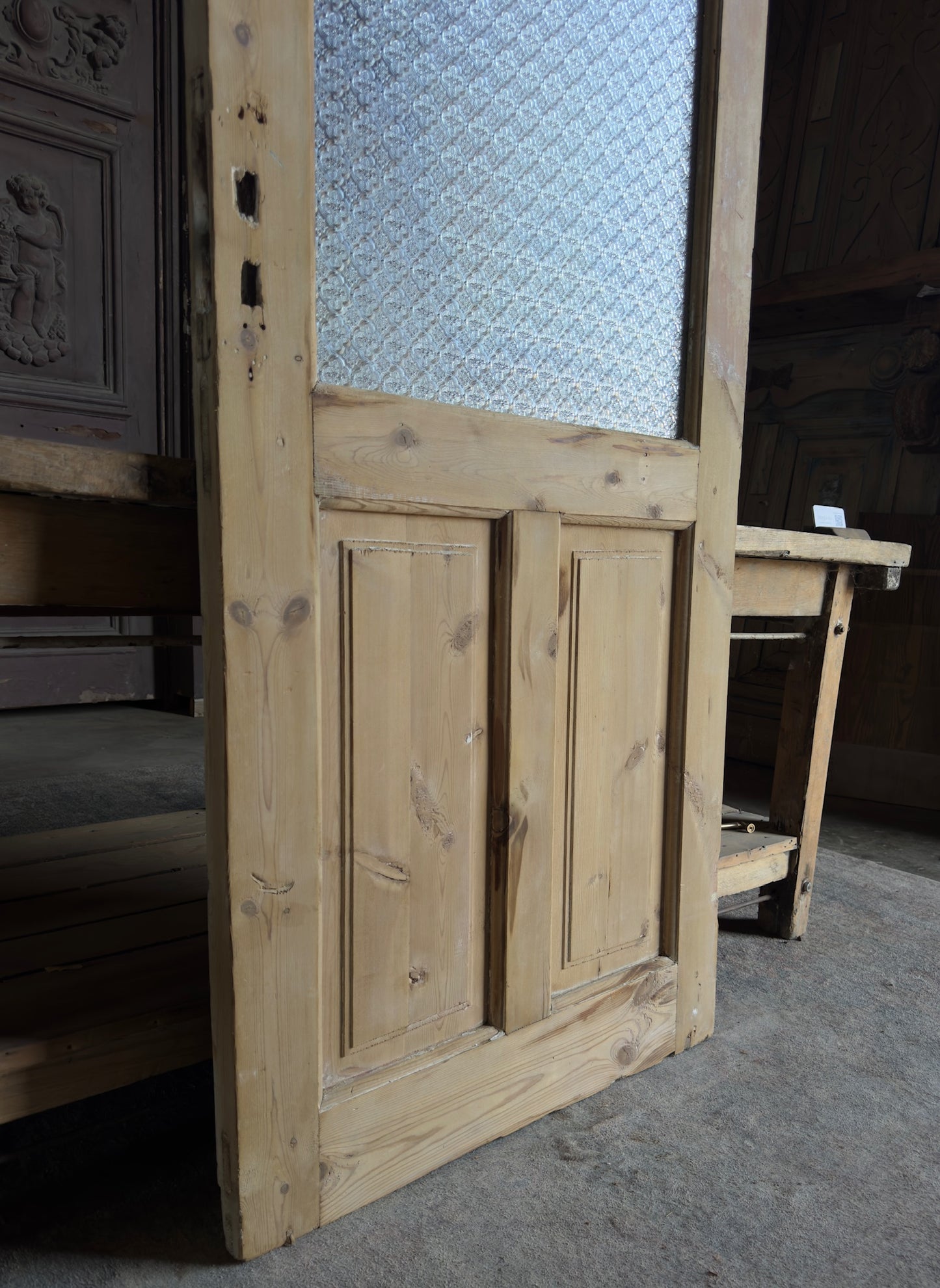 19th Century Antique Glass Single Door - 31.5x87 K486