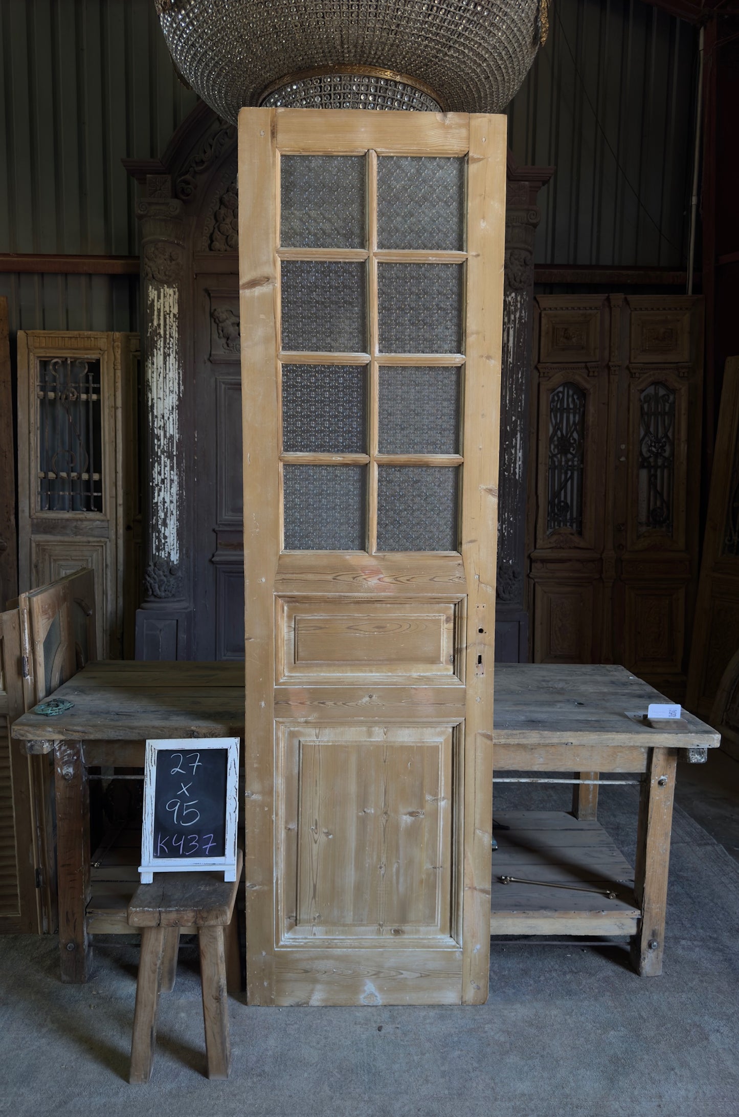 8 Lite Antique Glass Single Door - 27x95 K437