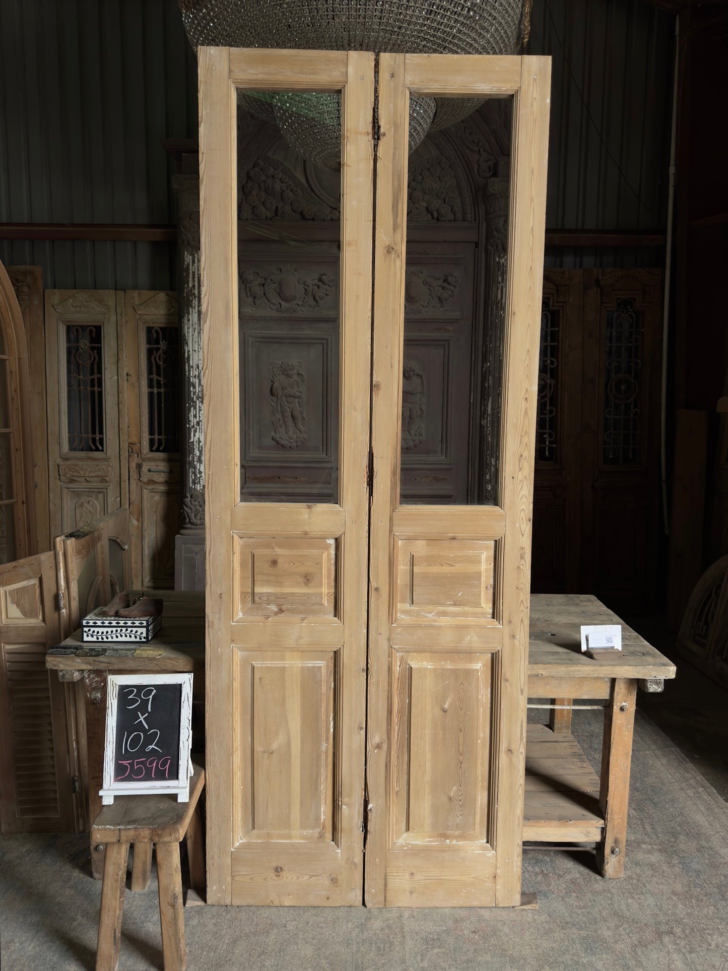 Glass Antique French Doors - 39x102 J599