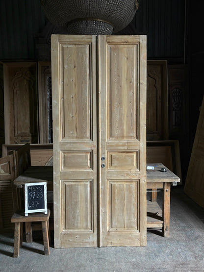 3 Panel Antique Solid French Doors - 43.25x97.25 - L87