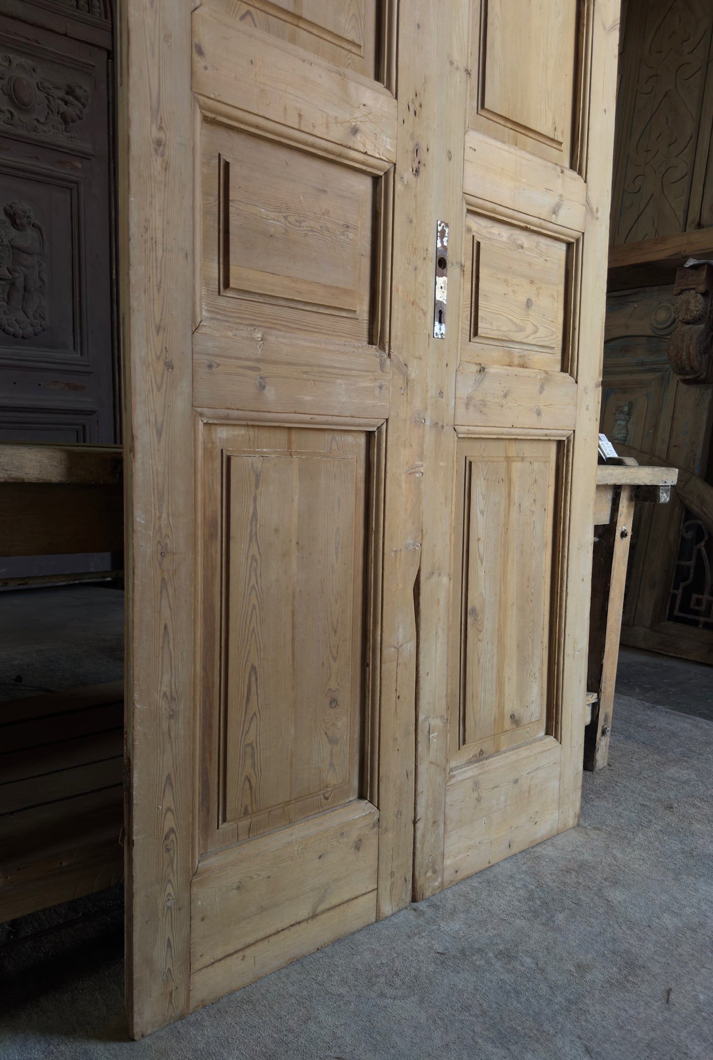 3 Panel Antique Solid French Doors - 41x101.5 K392