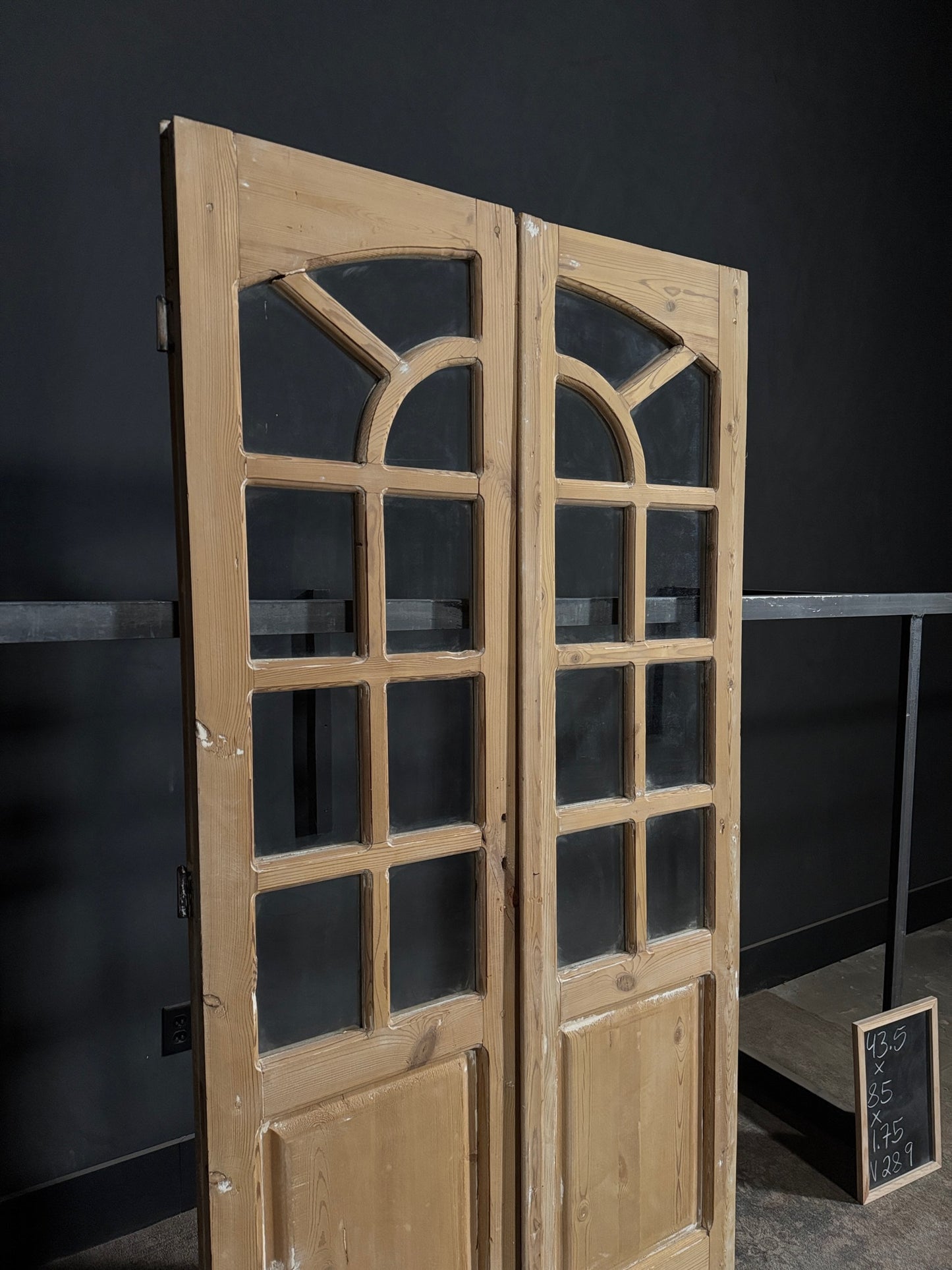 Antique Glass 7 Lite Arched French Doors - 43.5x85 - N289