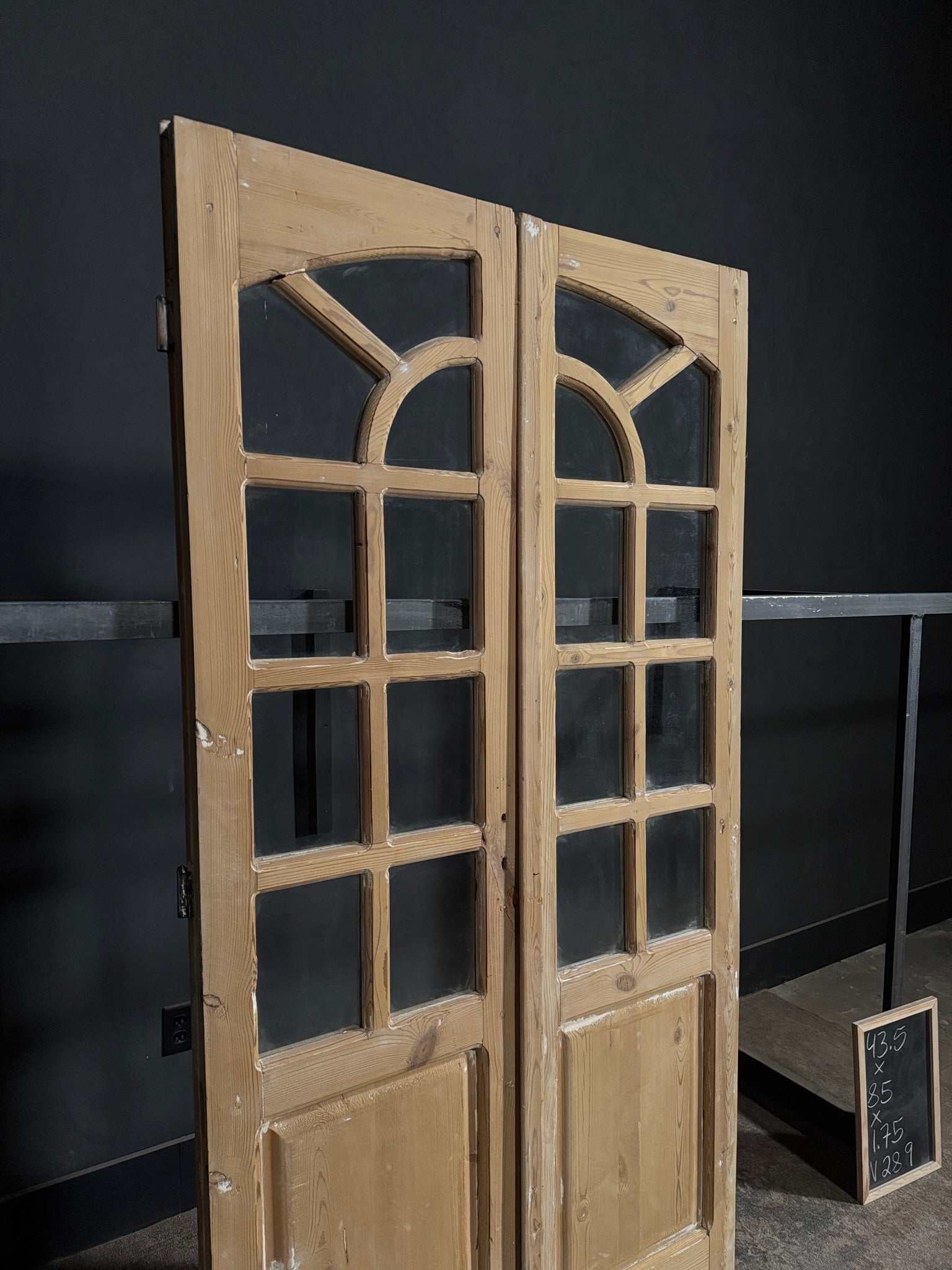 Antique Glass 7 Lite Arched French Doors - 43.5x85 - N289