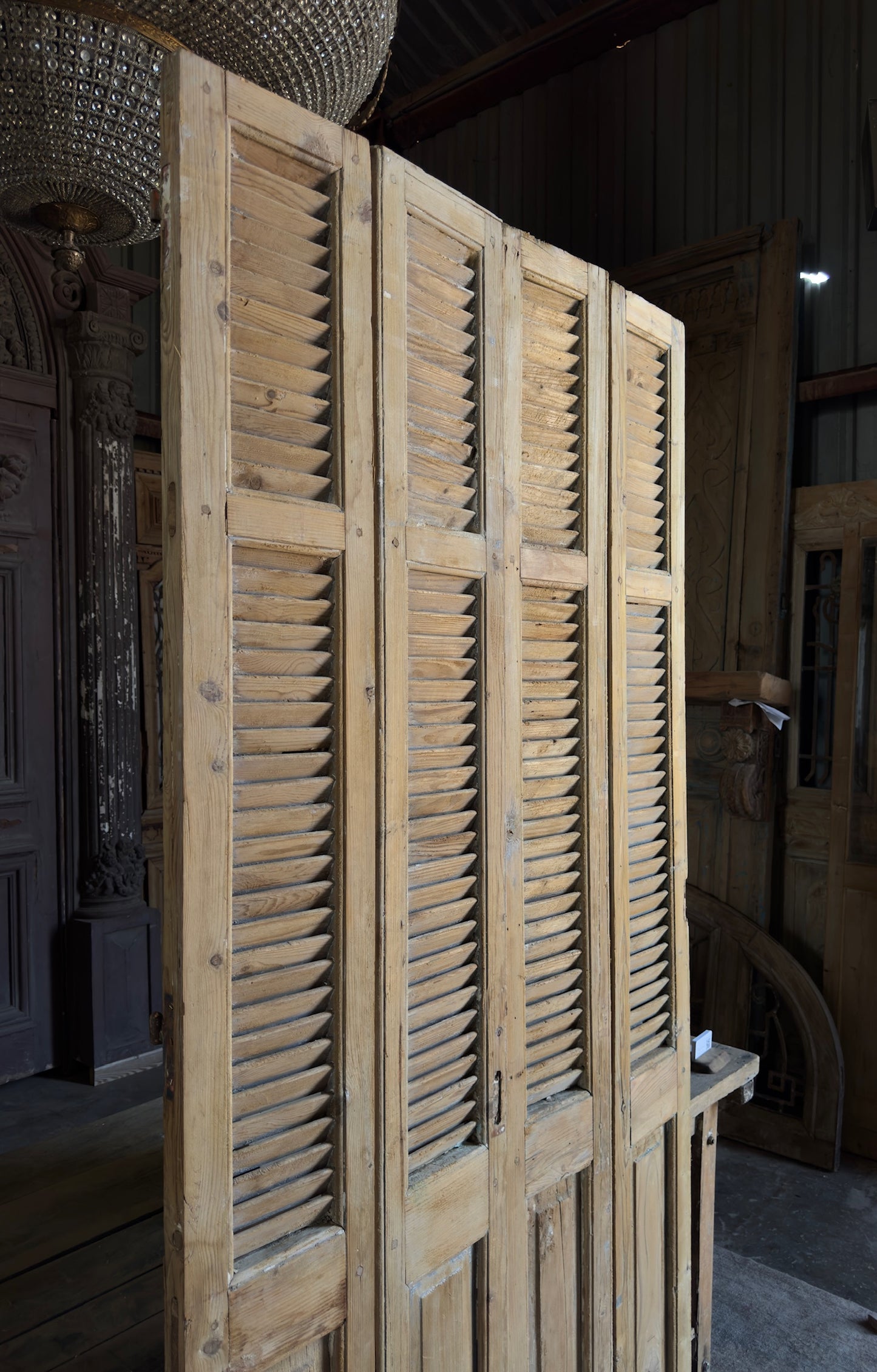 European French Antique Louvered Shutters - 42.5x90.5 K419